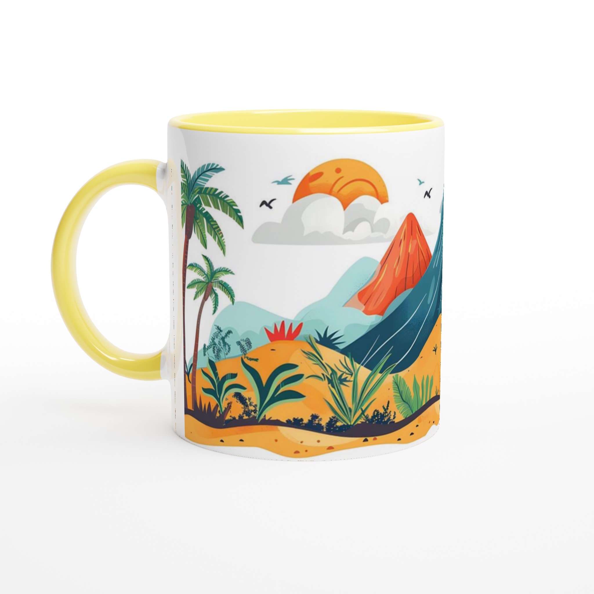 Tropisk Djungel Mugg – Levande Vulkanlandskap & Palmträd – 11oz Keramikmugg i 7 Färger 5 48420873-c81f-49bb-ad78-3968c19fdb8e