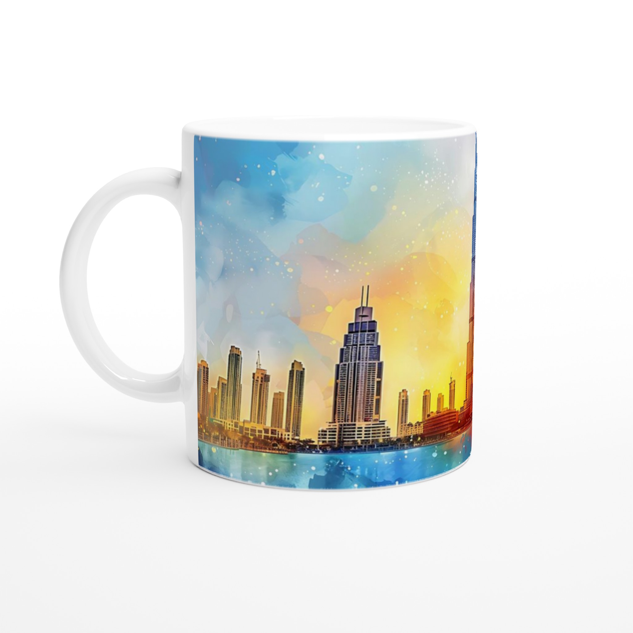 Dubai Skyline Watercolor Mugg – Färgstark Keramikmugg 11oz 1 4865b38e-6d25-4f6f-a710-0f9ad58183d8