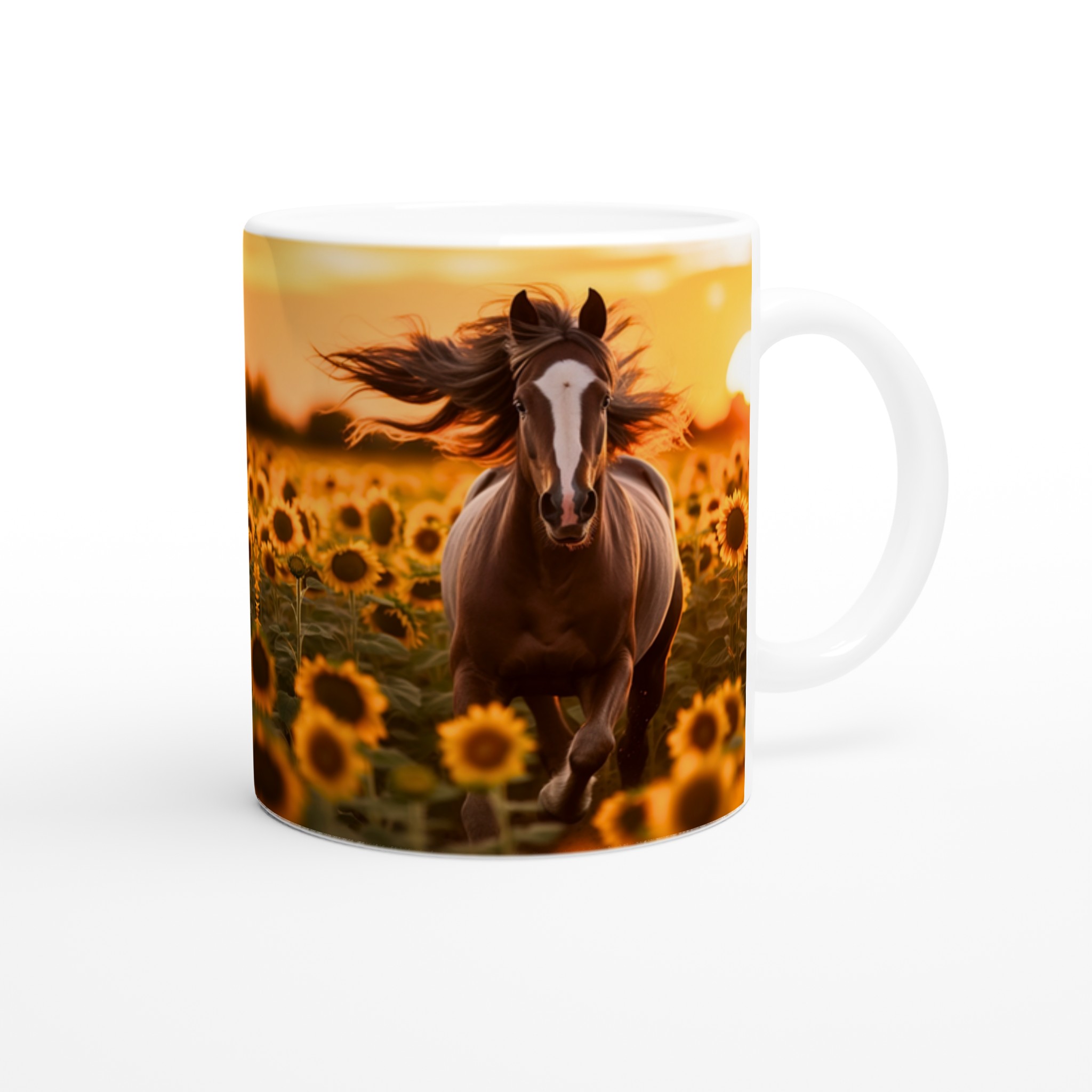 Majestic Hästmugg: Fånga Soluppgångens Magi bland Solrosor i valfri färg 9 48b5cf2e-18f6-429c-be9e-b2a0fc9b1408