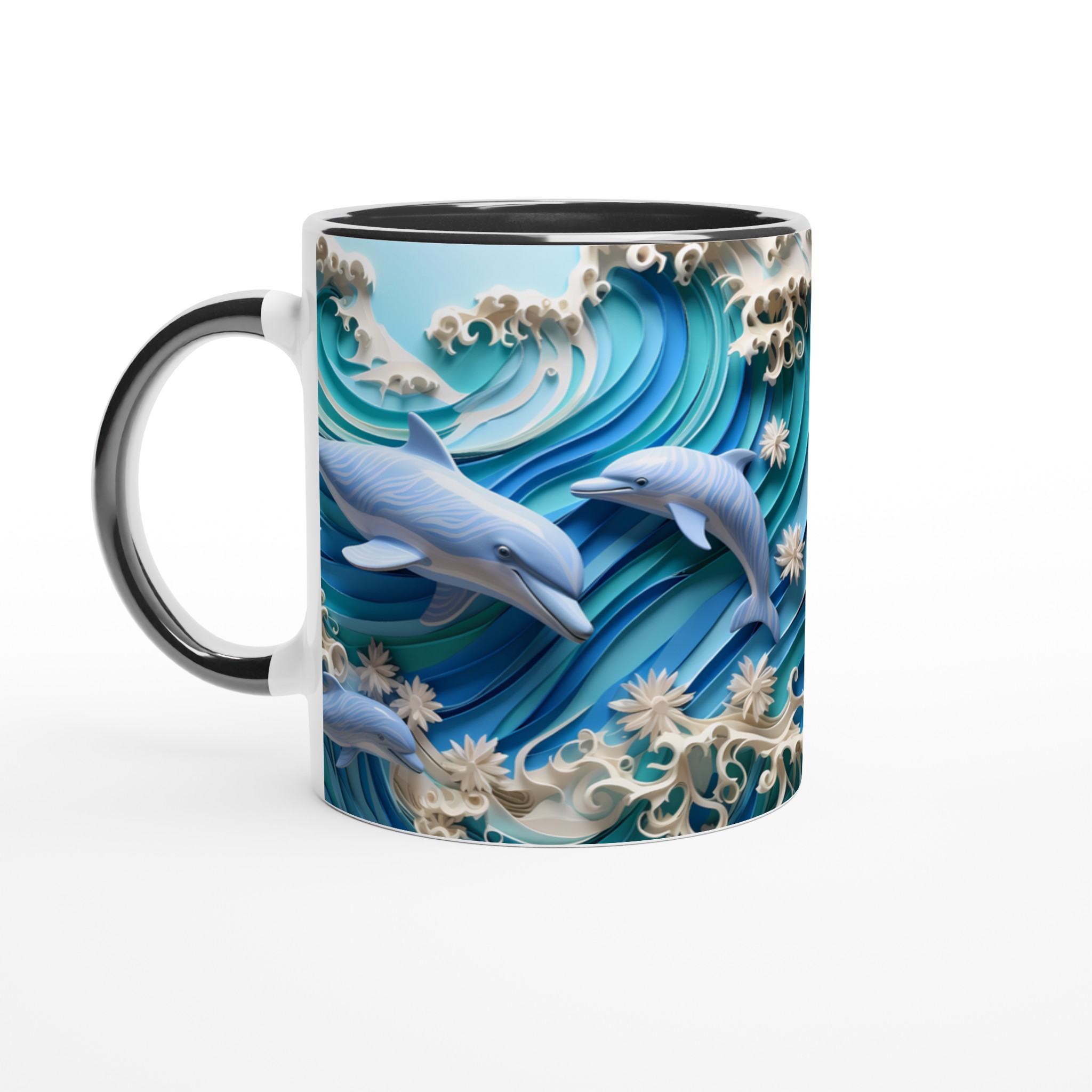 Delfiner i Oceanens Dans 11oz Keramisk Mugg – Ett Konstverk i Havsblått, Välj Din Färg! 7 49141dea-7e1d-4899-ada4-ec179b9a6fee