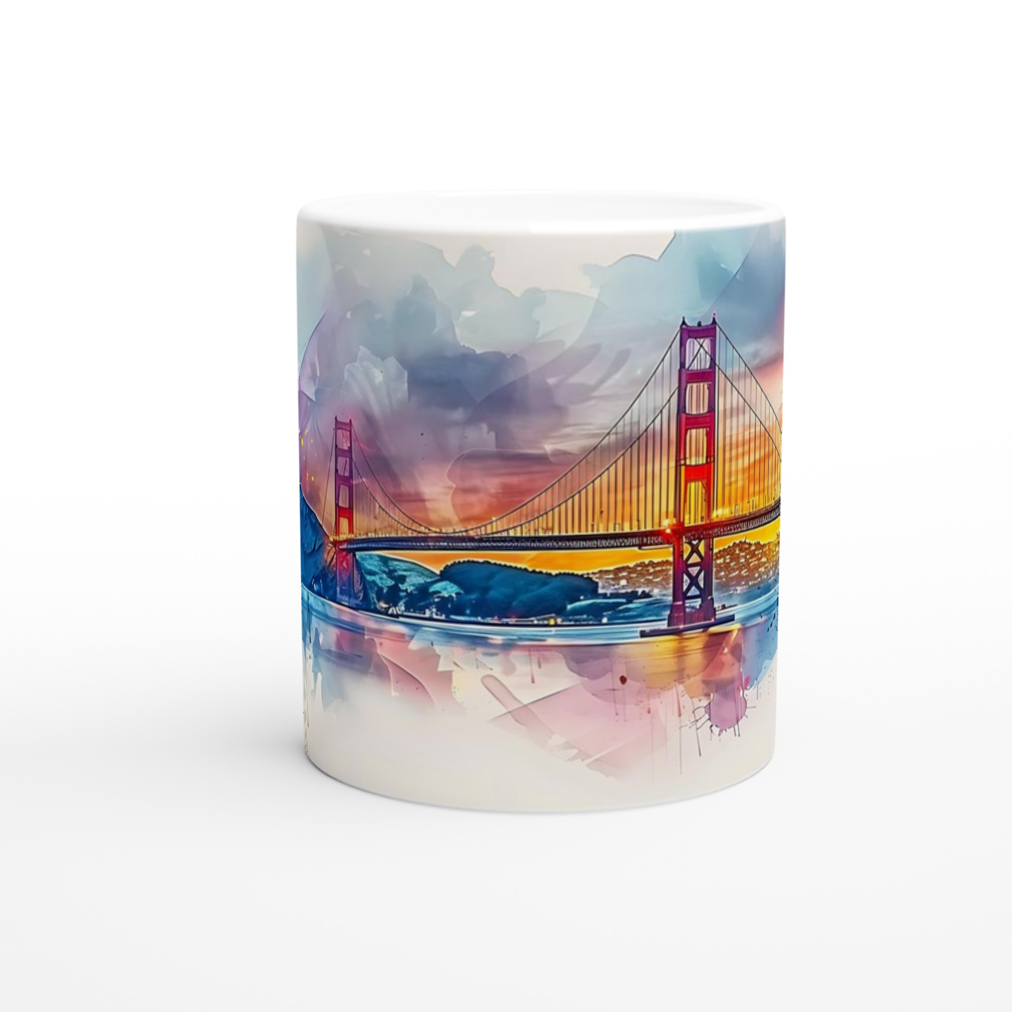 Golden Gate Akvarell Mugg - 11oz Keramikmugg med Ikonisk San Francisco Solnedgång 9 49d437dd-592b-4ef0-875f-8973cf99bf6e
