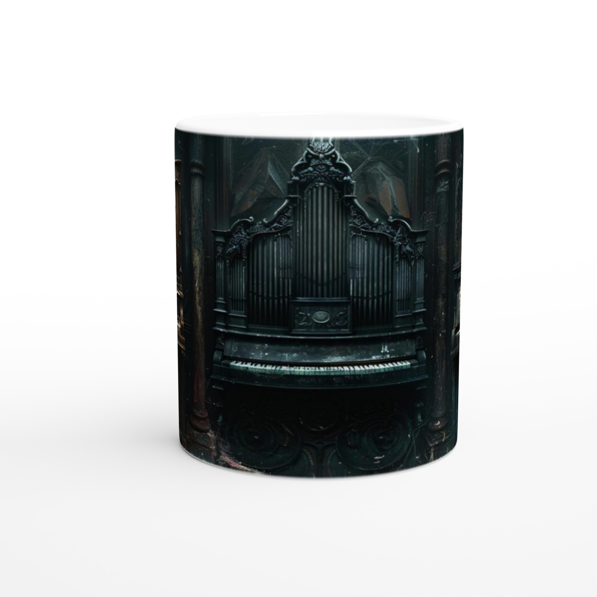 Vit 11oz Keramisk Mugg med Gotiskt Orgelmotiv i Tidlös Elegans 8 4a0404f0-6f8f-42ab-bc61-3bafa0af25ce
