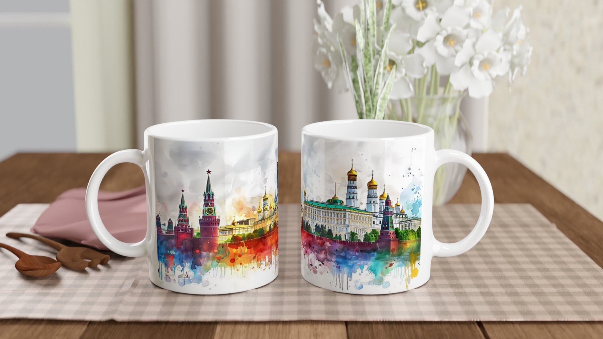 Konstnärlig Moskva Akvarellmugg – 11oz Keramisk Mugg med Livfullt Kremlmotiv 10 4a349f79-db66-4fa8-ac5c-d00017f0264d