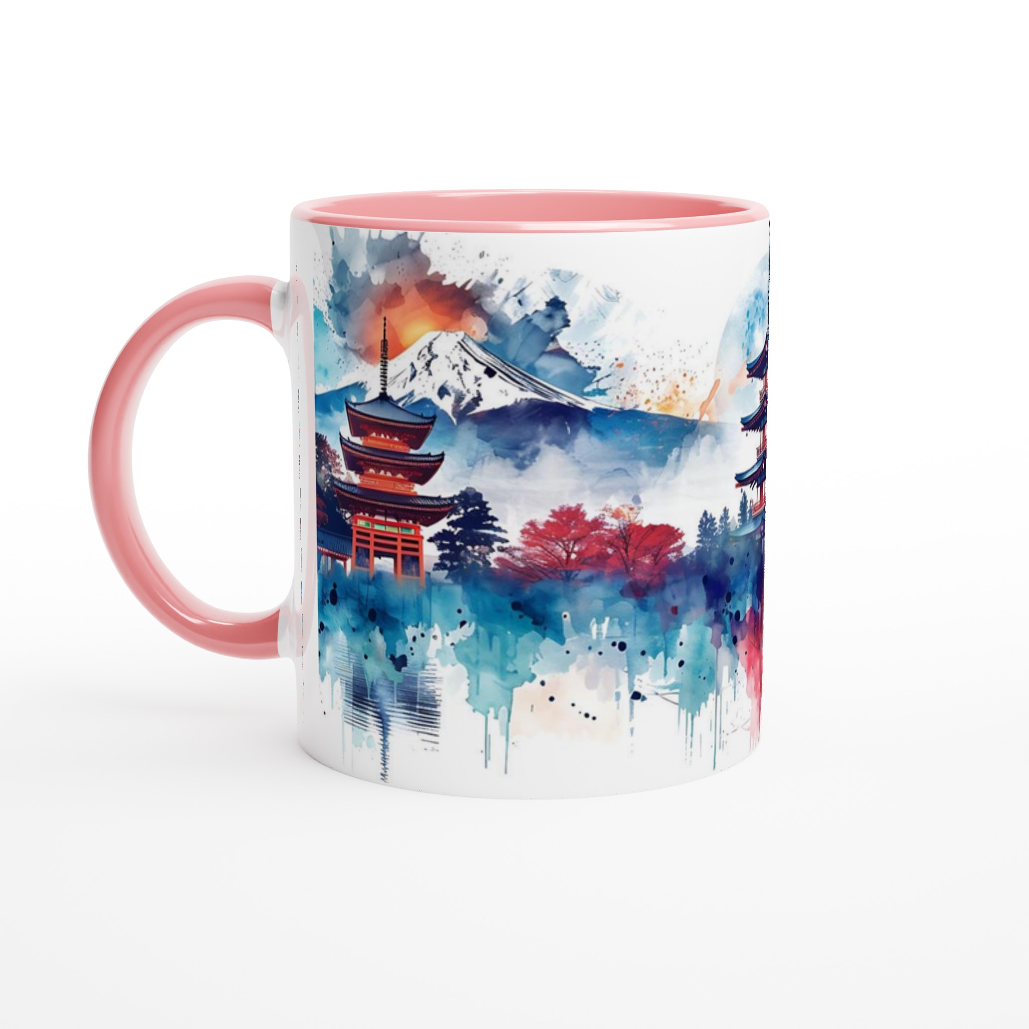 Japansk Akvarell Konst Mugg - Livfull Pagoda & Berg Design 11oz Keramisk Mugg 6 4a361d15-3a9e-4509-ba73-8a34f35279b6