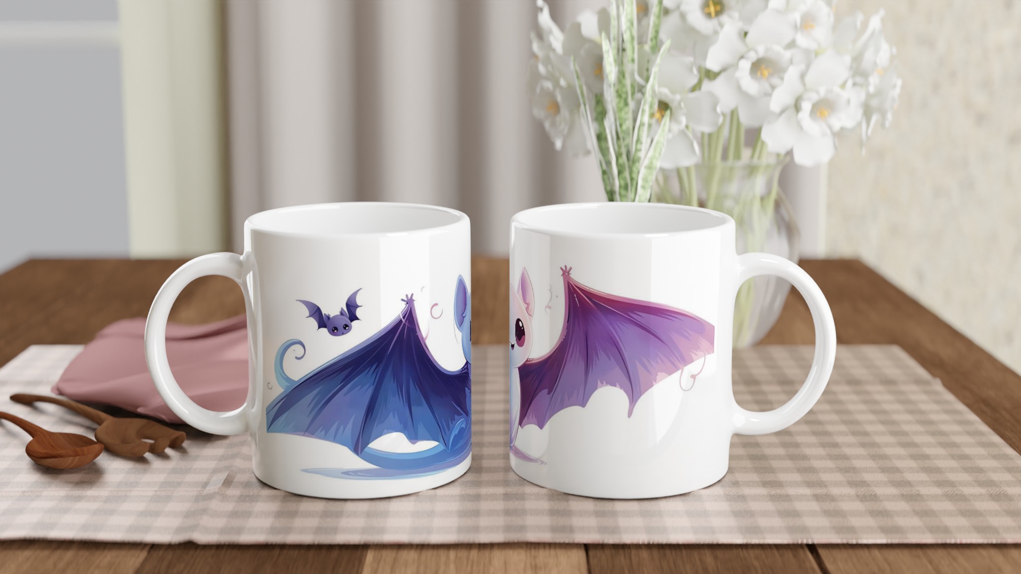 Söt Fladdermus Design Mugg – Livfull Lila & Blå Keramikmugg för Vardagsglädje 10 4a88756d-947b-4d30-826c-75d5f94a36cf