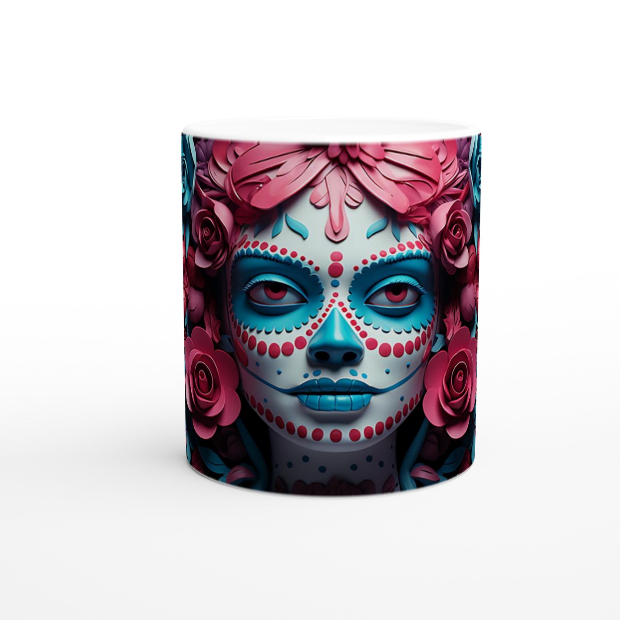 Sugar Skull Blommig 11oz Keramisk Mugg - Din unika Día de Muertos-inspirerade kaffestund i 7 färger! 8 4b7aa2a1-cc22-41cd-aa66-f1aebbe5ad96