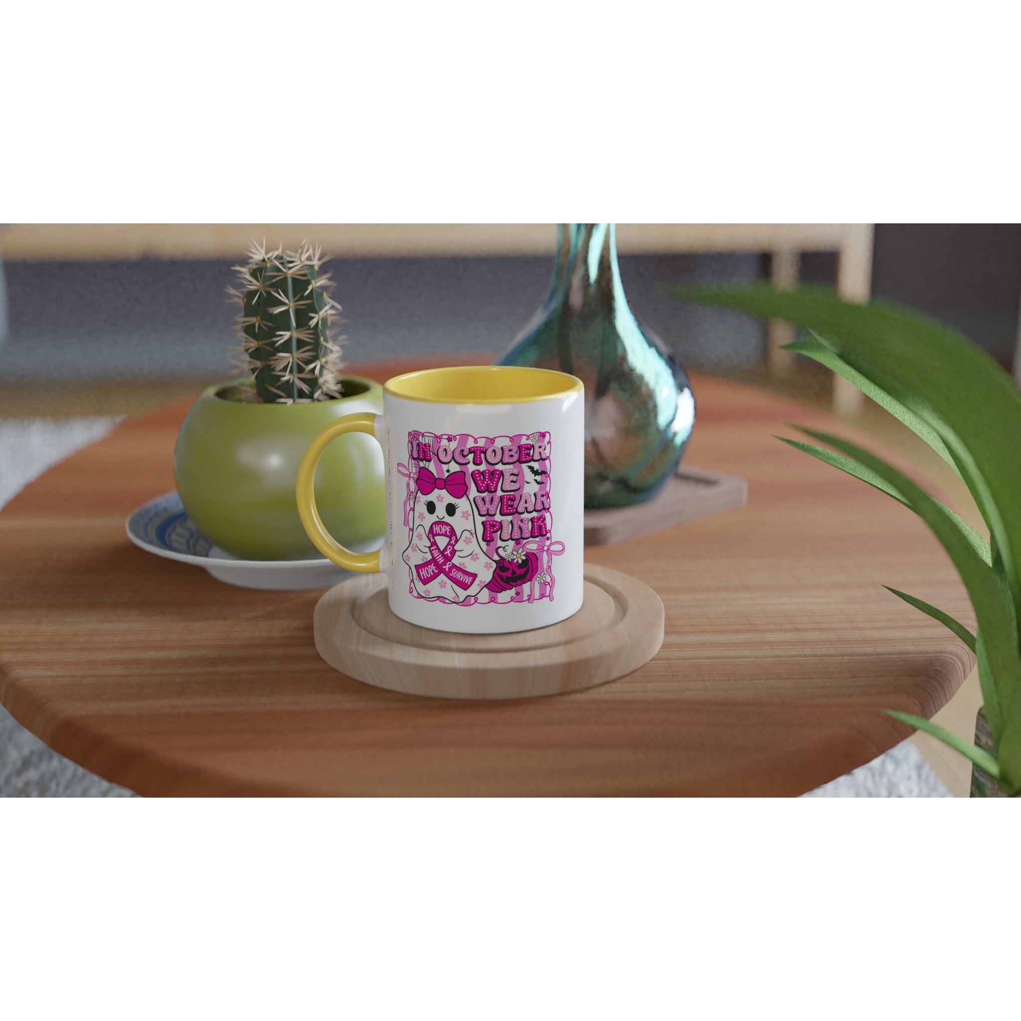 In October We Wear Pink – Rosa Bandet-mugg för Bröstcancermedvetenhet 2 4b7d1ff9-bd1a-4fd0-8677-f5825f76ed4d