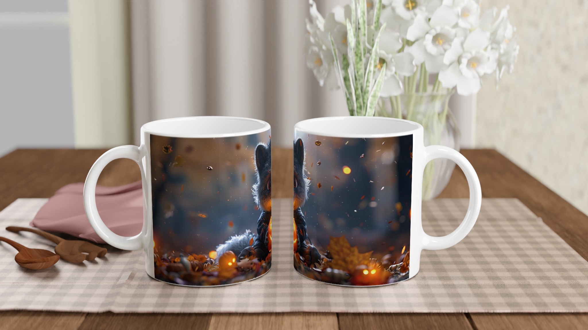 Mysig Halloween Raccoon Mugg - Förtrollande Pumkin Design på 11oz Keramikmugg i ditt val av färg 10 4b811cc2-063c-47e5-81ce-4c347d80a617