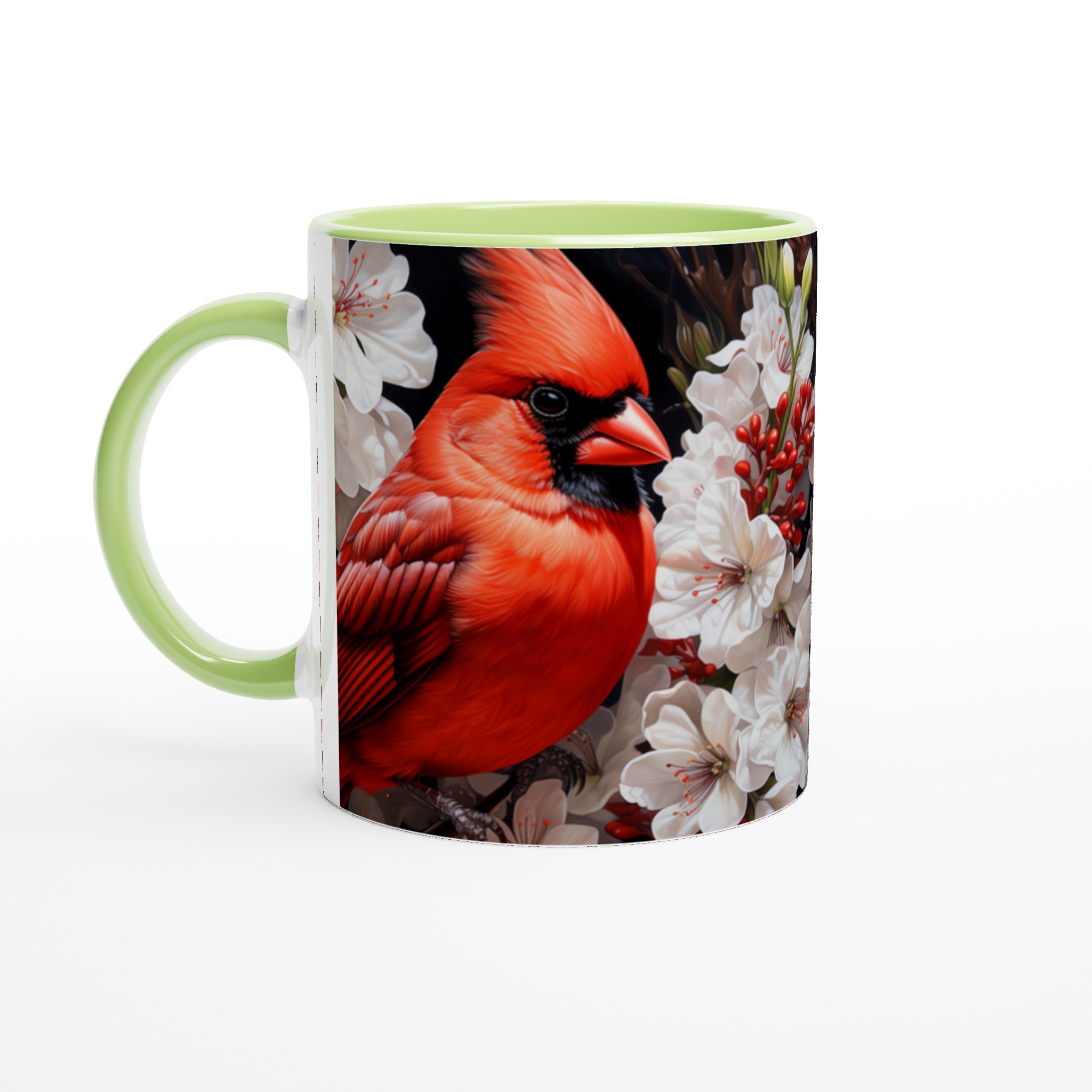 Kardinalens Prakt: 11oz Keramisk Mugg med Vibrerande Fåglar och Blommor – Välj din Färg! 4 4ba6d571-801e-423c-bb2b-62836d066185
