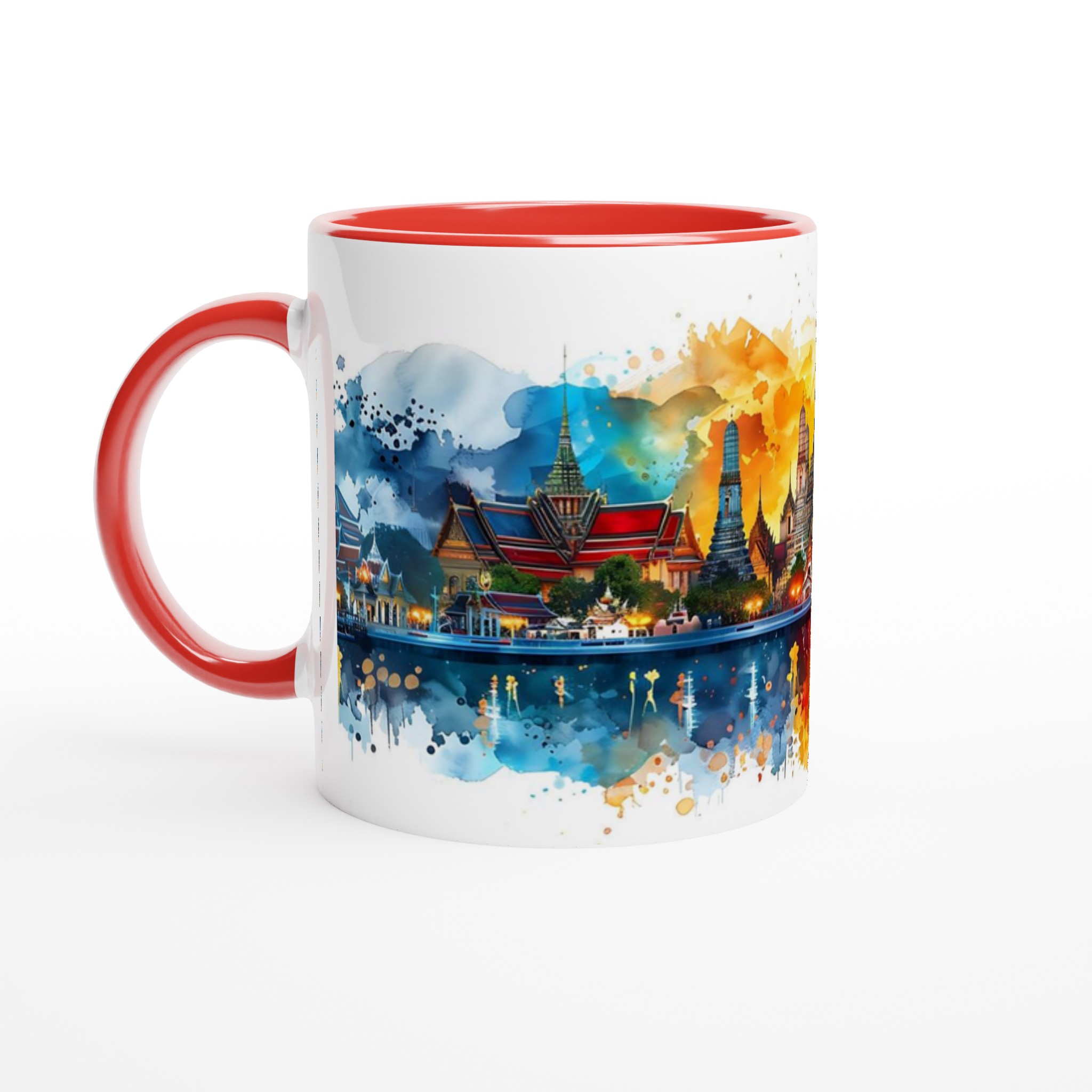 Bangkok Temples Vattenfärgsmugg – 11oz Keramisk Mugg med Vibrerande Thailändsk Silhuett 2 4ba8add5-42ce-408f-bf02-fe34766cbcdd