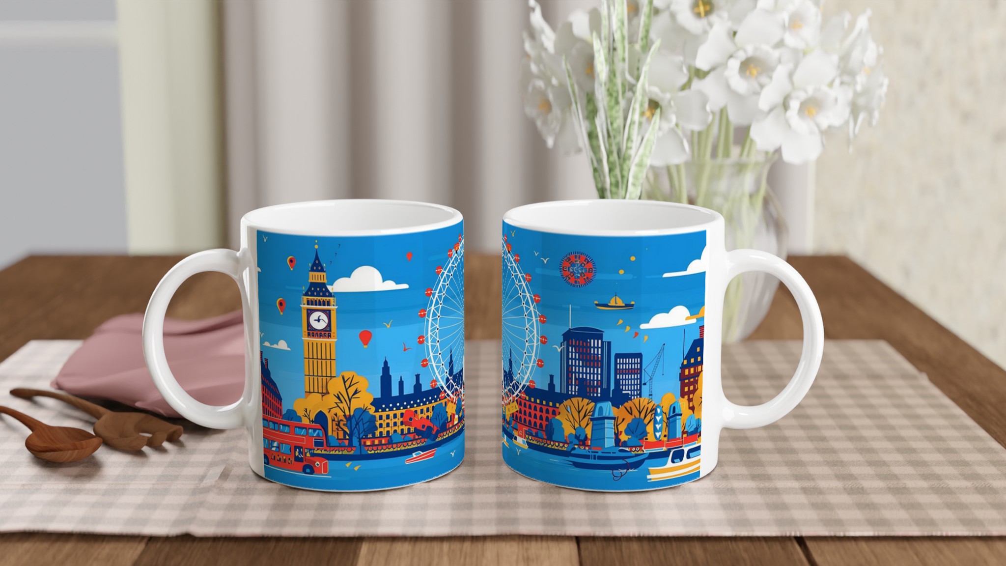 London Cityscape Keramikmugg – En levande konstnärlig hyllning till Big Ben & London Eye i ditt val av färg 10 4cd89fcf-de62-4cd5-bd30-06b356287416