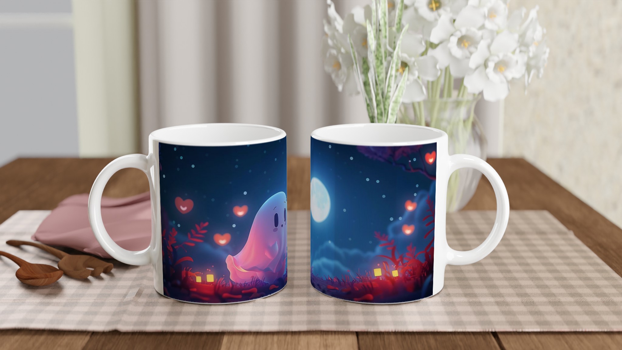 Söt Spöke Fullmåne Keramikmugg – Magisk 11oz Kaffemugg i Ditt Val av Färg 10 4d3b1268-be89-4c10-bccd-78de8468b995