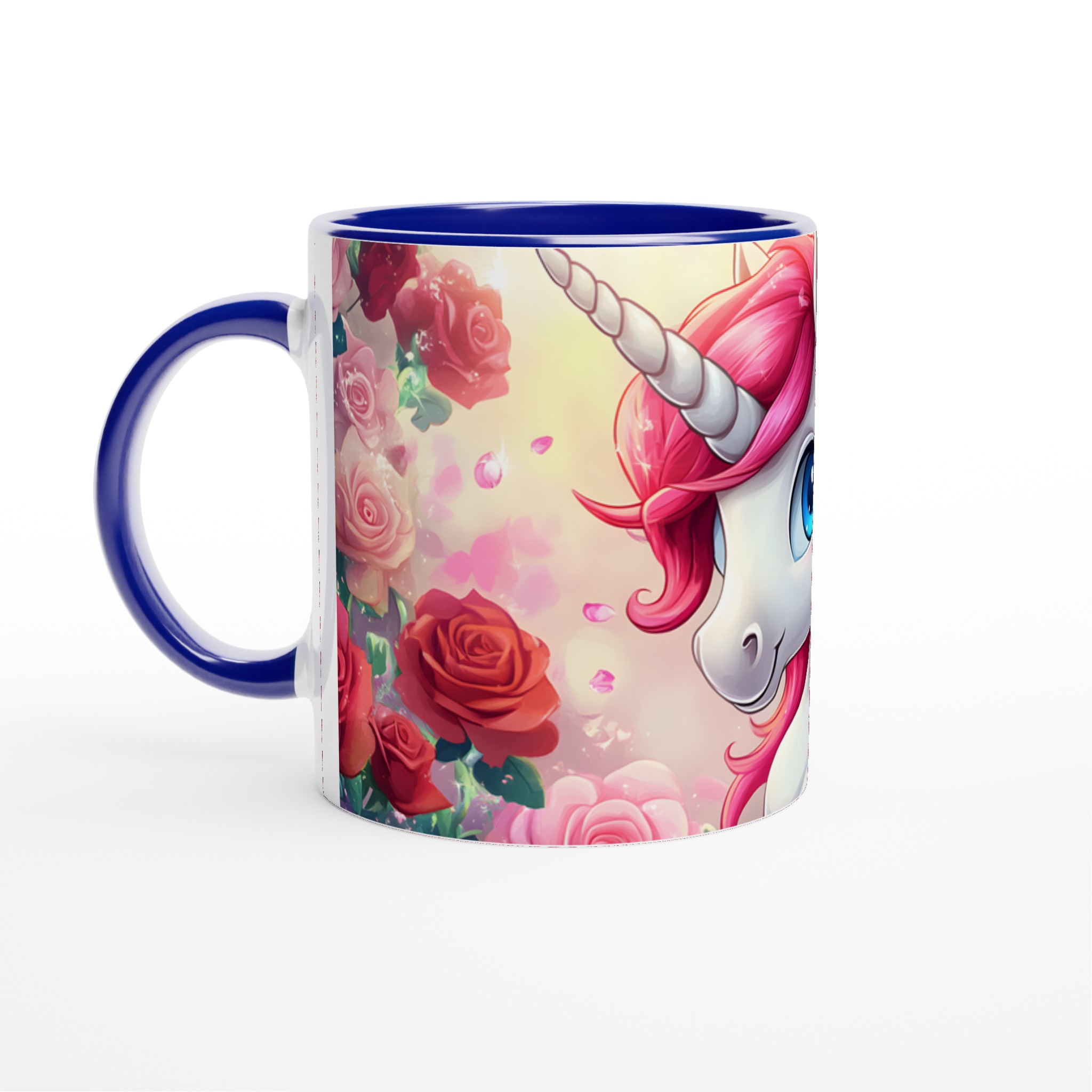 Magisk Enhörningsmugg - 11oz Keramisk Mugg med Rosa Hår och Blommor i Sju Färger 4 4d50d3a8-17fa-40b4-810b-7bbb01e6aff3