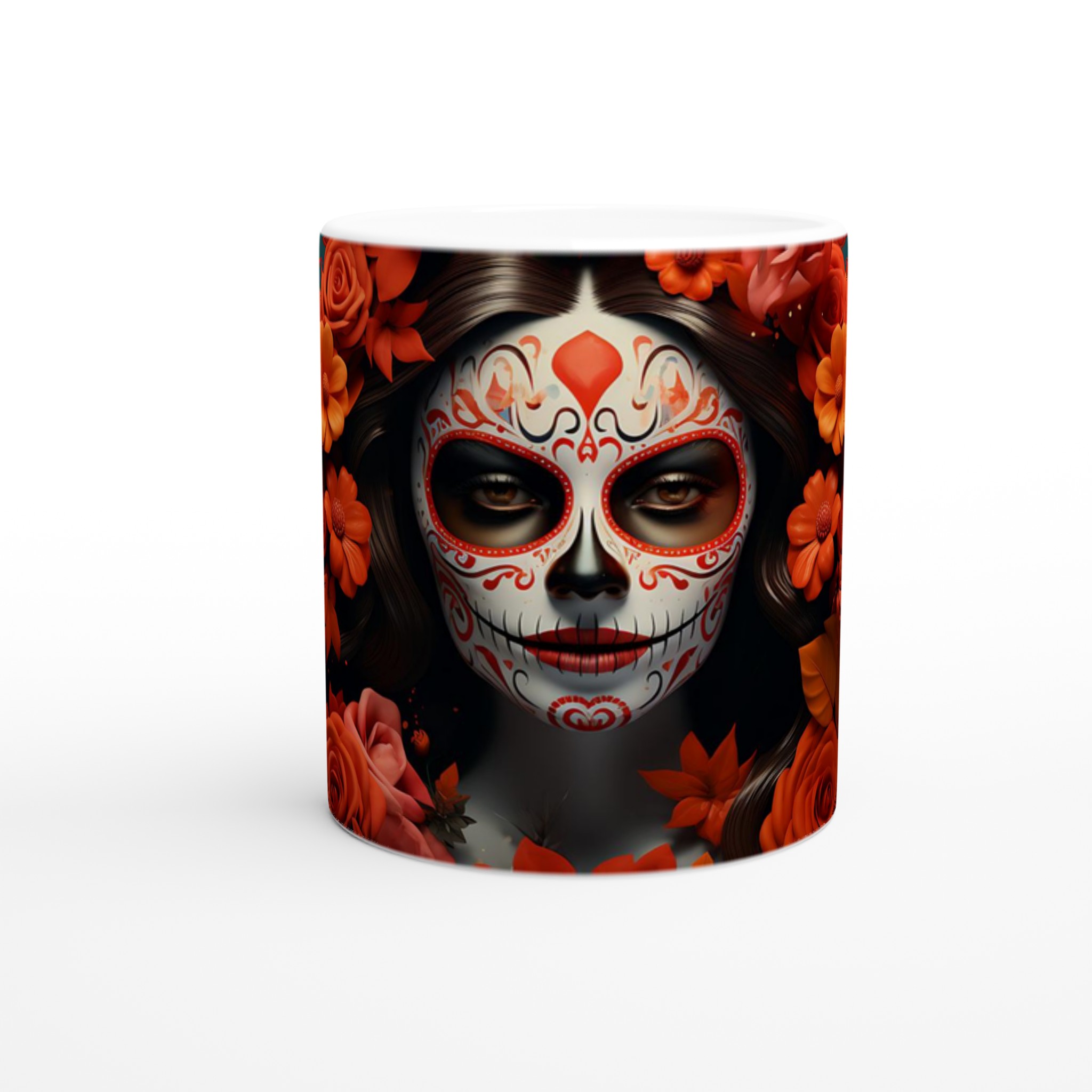 Dia de los Muertos Keramikmugg - Skulls & Rosor | 11oz Kaffemugg i 7 Färgval 8 4d727493-d5eb-44cd-bf75-599c359fe7ef