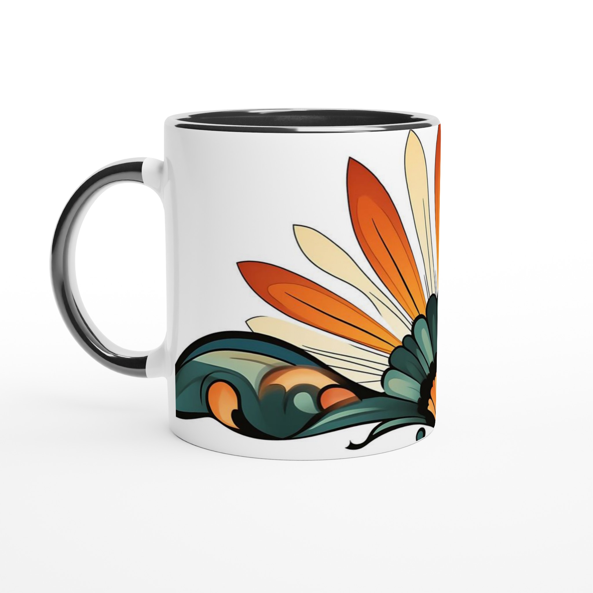Art Nouveau Inspirerad Keramikmugg – Elegant Solfjäderdesign i Varma Nyanser 2 4d882374-0619-4509-a078-cab476ac5d2a