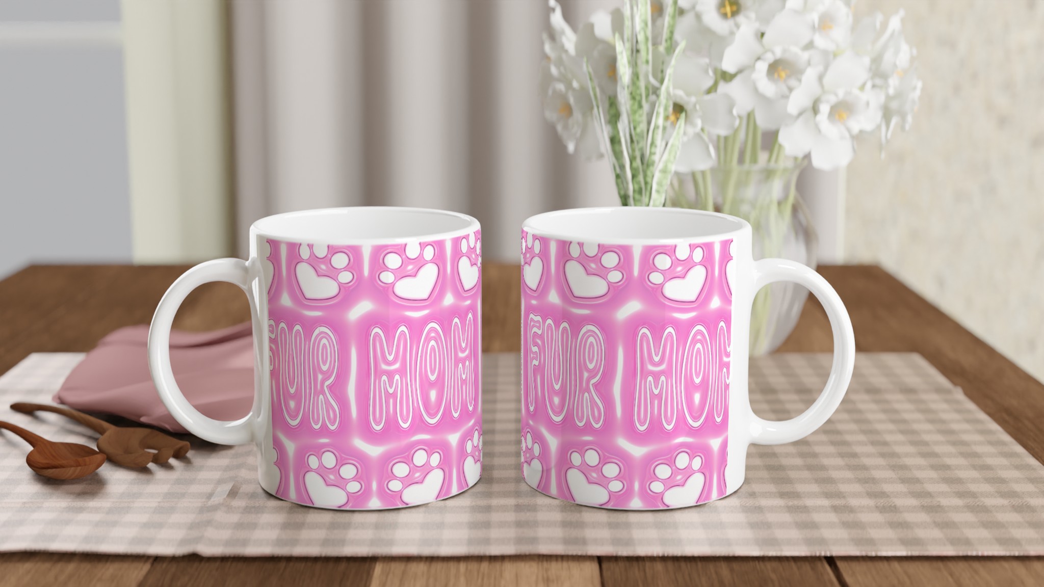 "Fur Mom" Pink Glazed Keramikmugg – Perfekt Gåva för Katt- och Hundälskare, Välj din färg! 10 4dca14fe-d569-4639-b996-79bee6b42044
