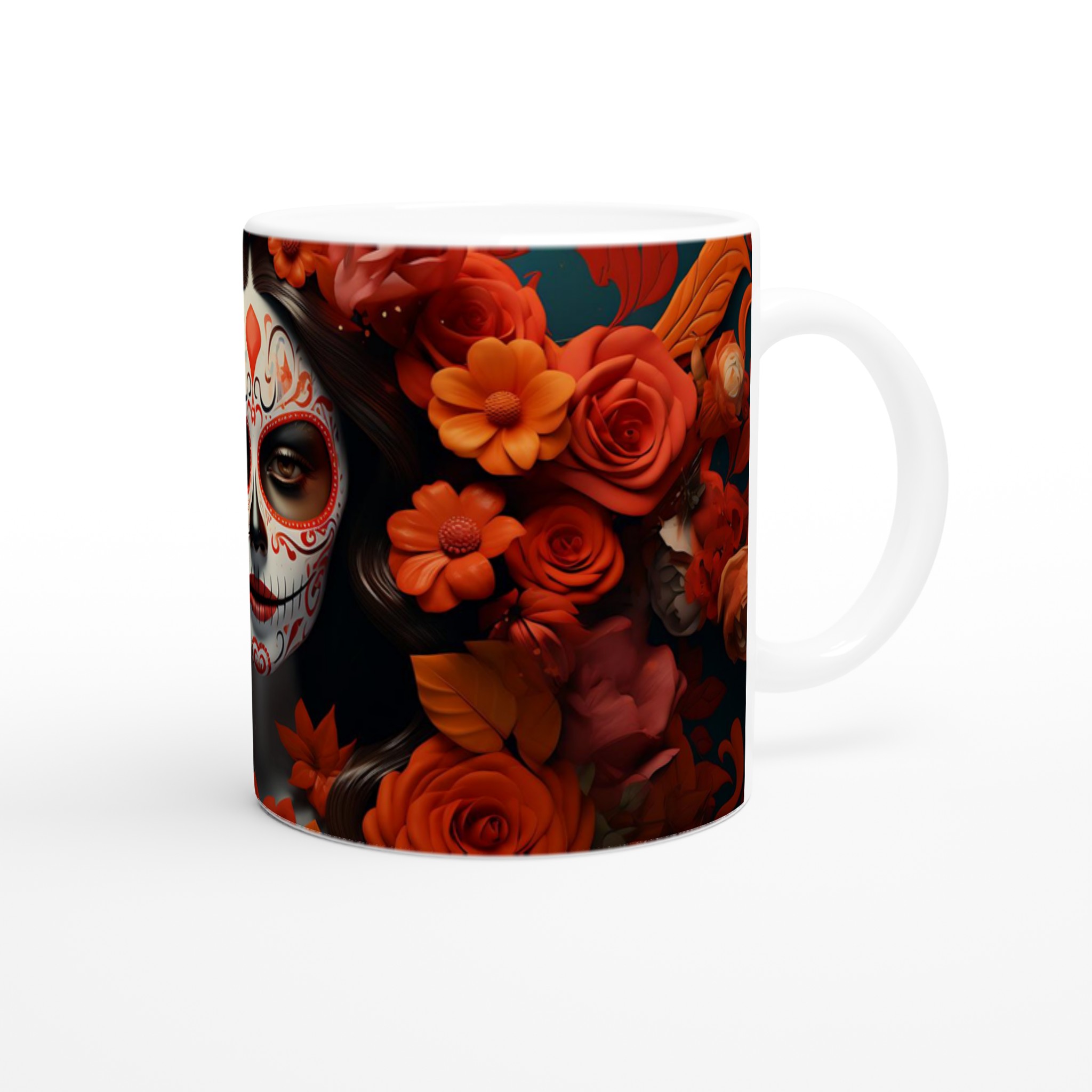 Dia de los Muertos Keramikmugg - Skulls & Rosor | 11oz Kaffemugg i 7 Färgval 9 4e4494a5-9634-48a1-bcc4-98e509c98ca3