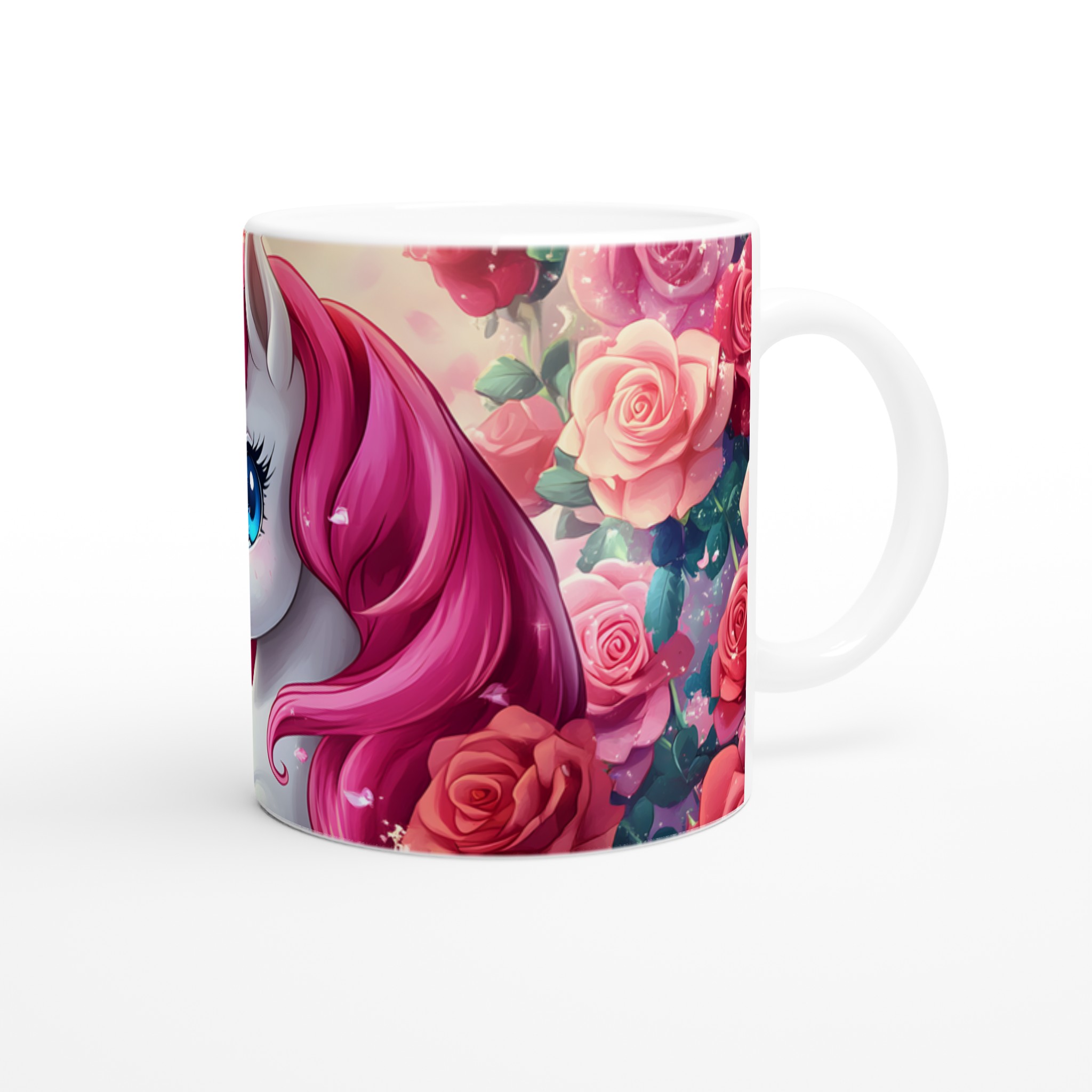 Magisk Enhörningsmugg - 11oz Keramisk Mugg med Rosa Hår och Blommor i Sju Färger 9 4ecc45d1-b748-469a-bb66-2645e21e391f