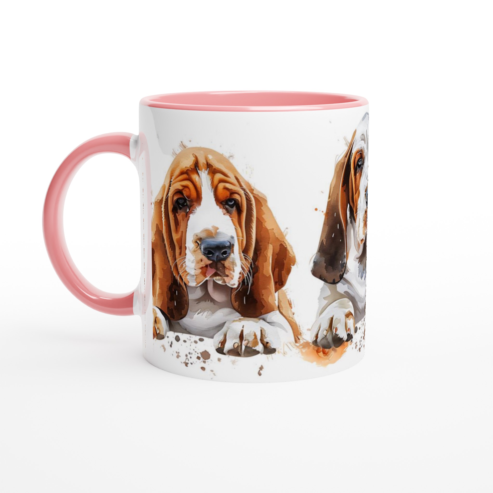 Basset Hound Valp Akvarell Mugg – Vit 11oz Keramikmugg i ditt val av 7 färger 4 4ef4492e-caee-4f1d-8c5e-ccf15537adc4