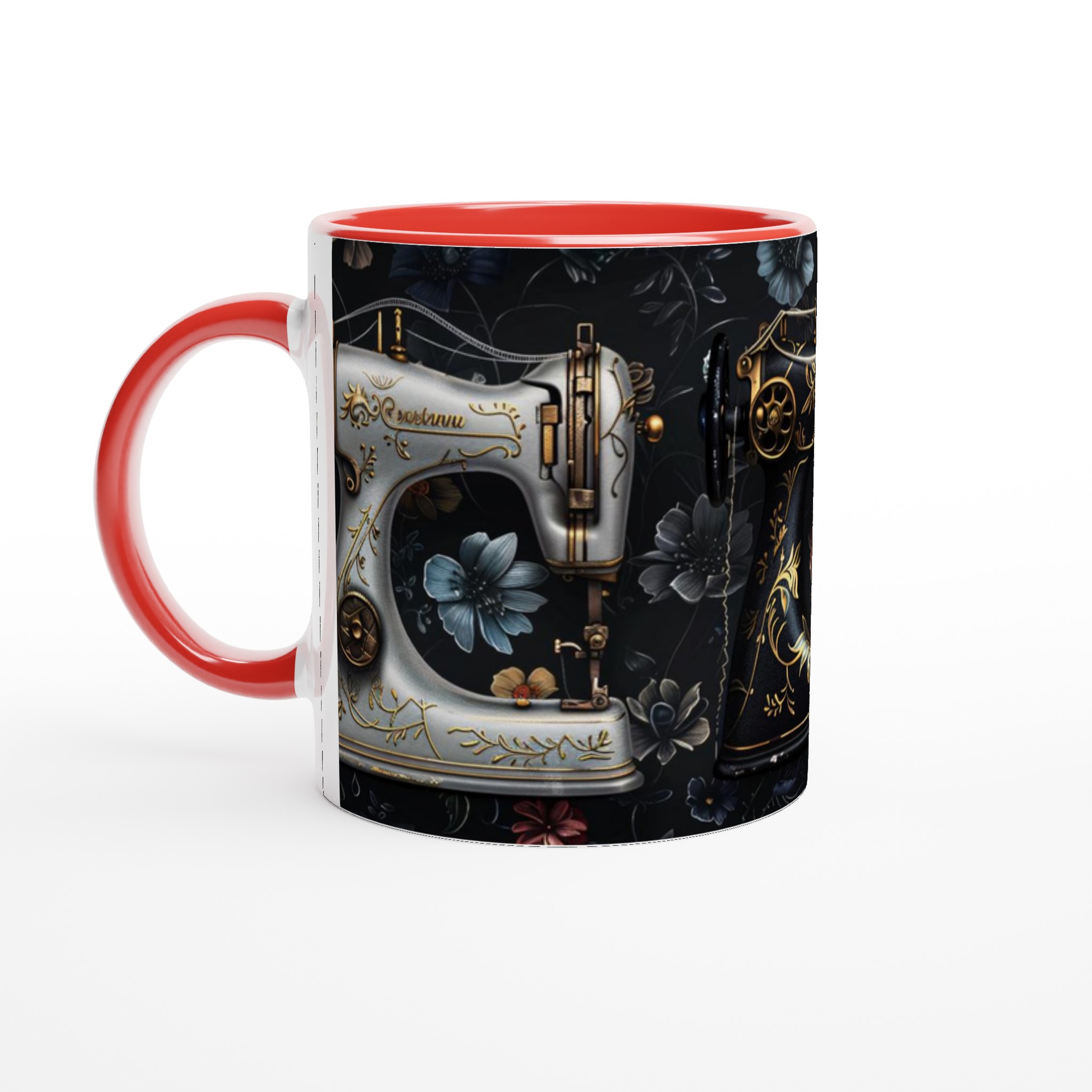 Vit 11oz keramisk mugg med elegant vintage symaskinsdesign i flera färgval 2 4f92d901-df4e-489b-9e8f-28b75621558e