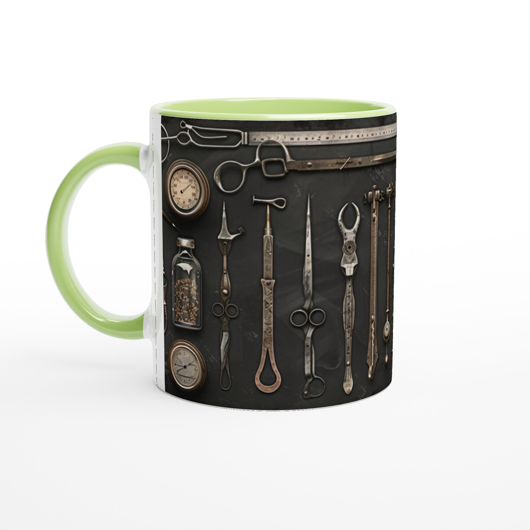 Vit 11oz Keramisk Mugg med Vintage Verktygsdesign – Välj Bland 7 Eleganta Keramiska Färger 3 50171a07-9b4b-48a6-ab4e-e5dd80ad4370