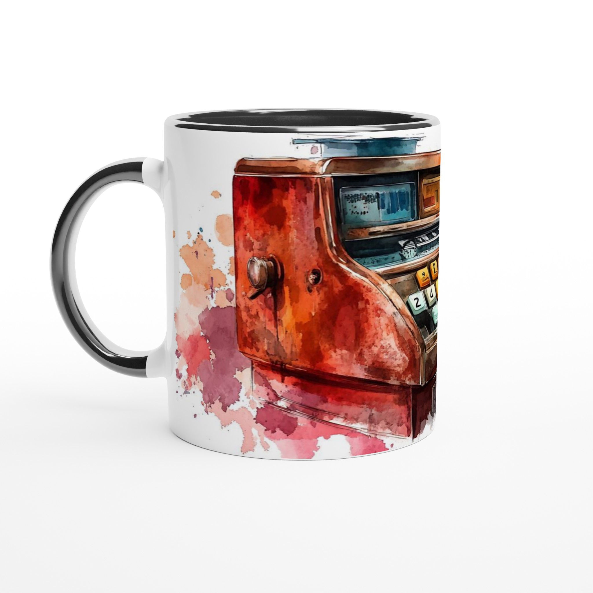 Retro Kassaapparat Keramisk Mugg – Nostalgisk Akvarellstil i 7 Färger 2 505d814f-7cf3-4dab-95de-1da2278010ec