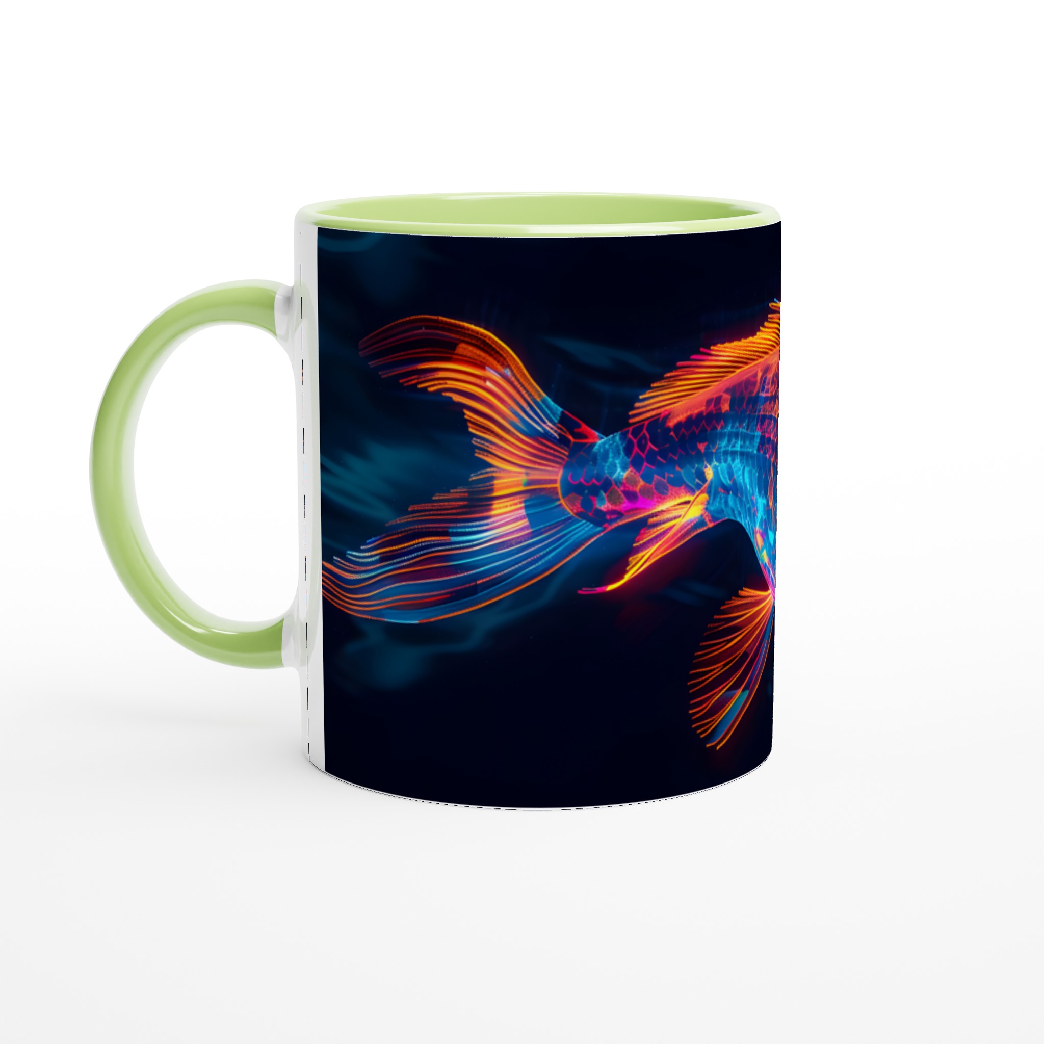 Neon Koi: 11oz Keramisk Mugg – Lysande Fiskdesign i Levande Färger för Kaffe- och Tedrickare 3 50a4efe8-d4b8-4771-b173-f43a17b40494