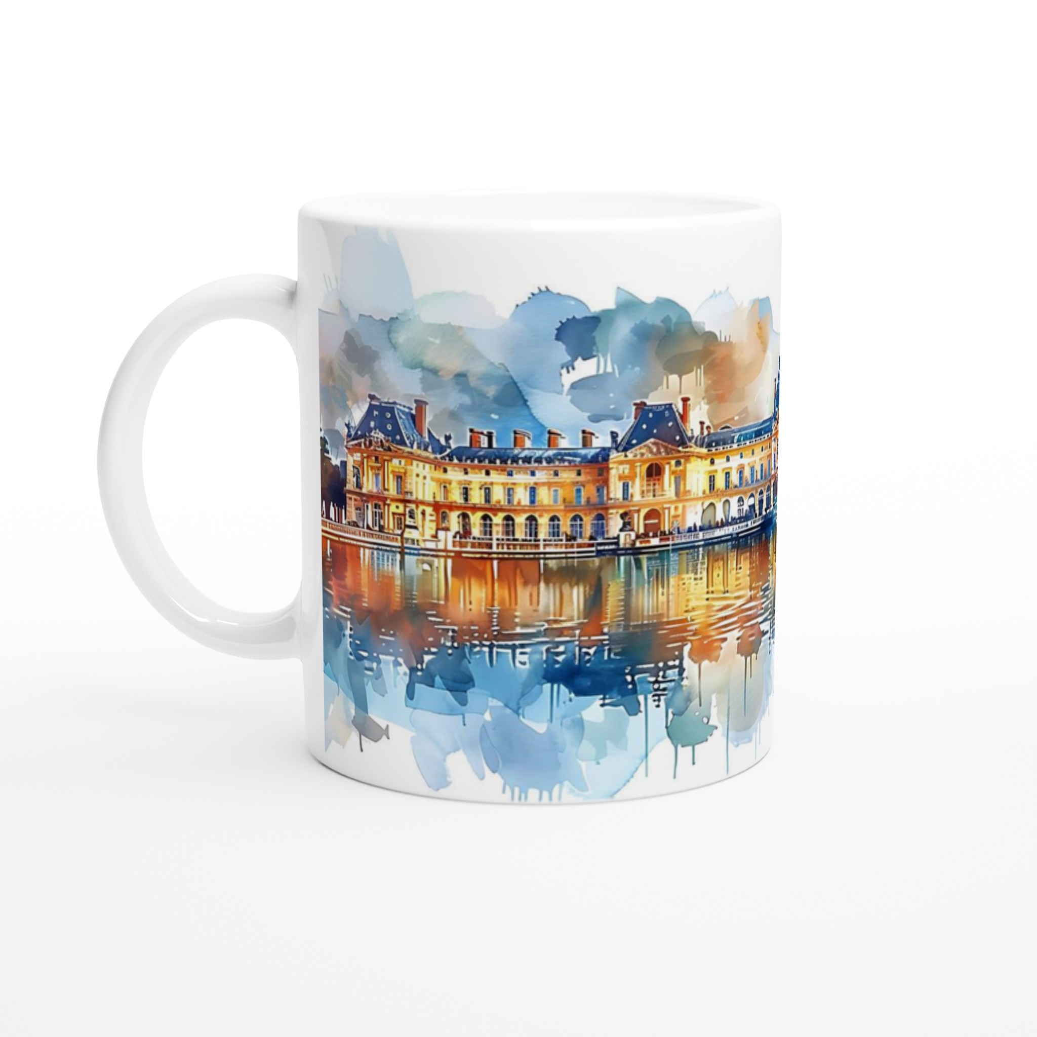Parisisk Charm Keramisk Mugg – Konstnärlig Akvarell Louvre-silhuett, Välj bland 7 Livfulla Färger 1 50b1f367-01de-4115-b661-11497890c865