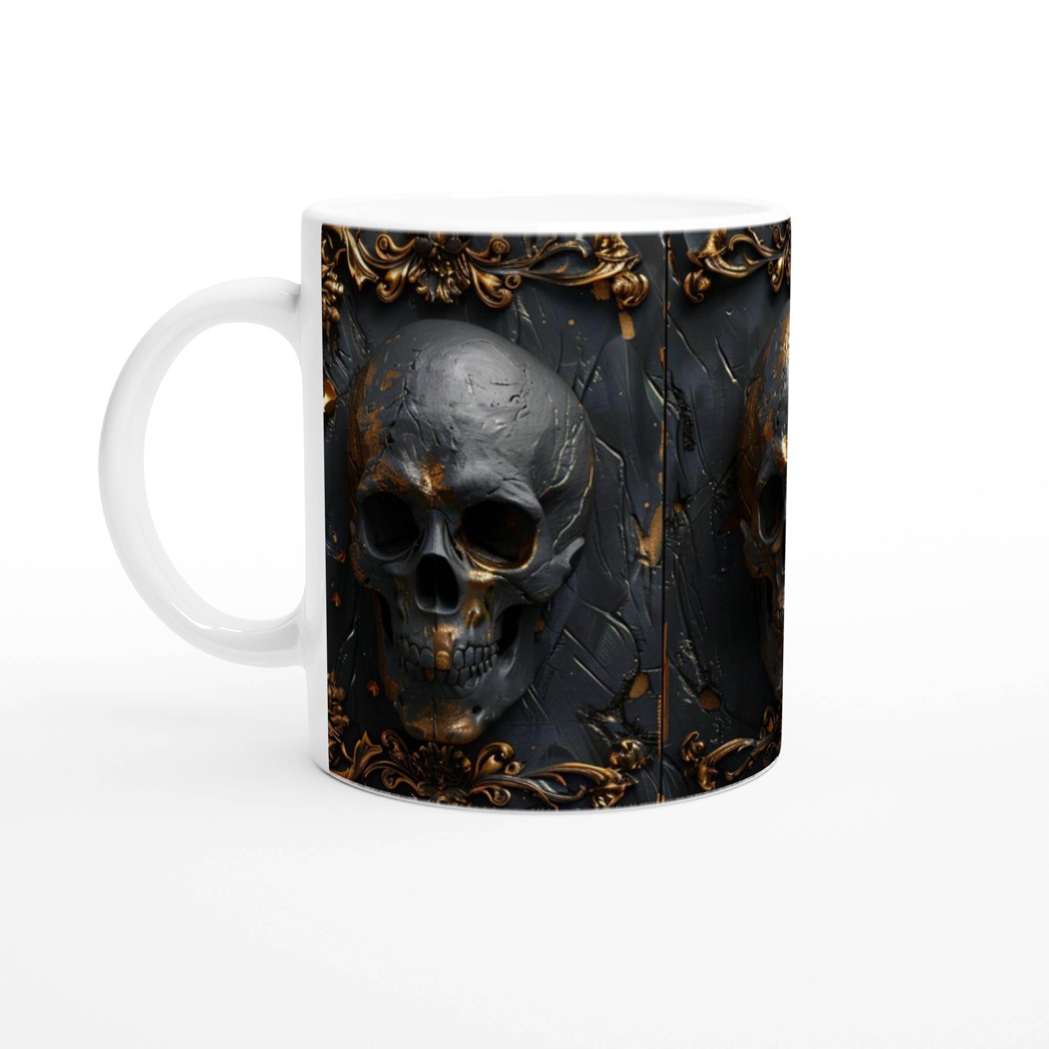 Guld & Kol Gotisk Mugg – 11oz Keramikmugg med Skallemotiv för Edge och Elegans 1 50be651c-1382-46c6-85d9-7927648384eb