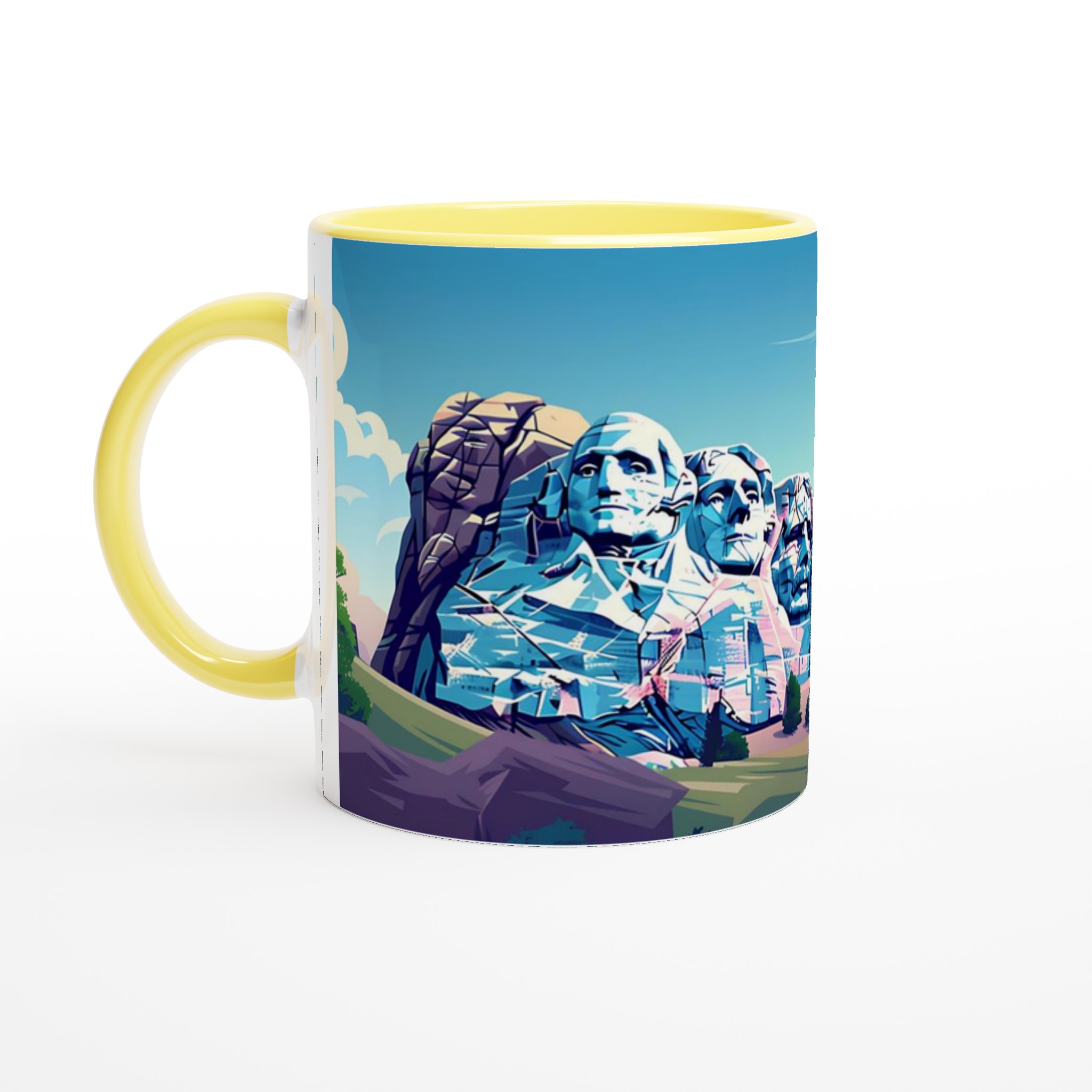 Mount Rushmore Pop Art Mugg – Historisk Ikon i Vibrant Blå Nyanser 5 50cf2824-a88d-4c06-8028-e68bf6e6d3e0