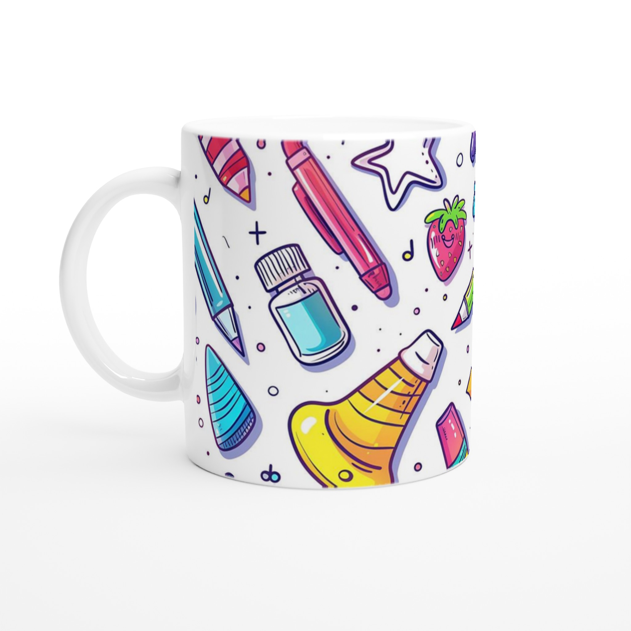 Kreativ Mugg med Tecknade Kontorsprylar – 11oz Keramikmugg i ditt val av 7 livfulla färger! 1 51590143-94ca-4148-ba08-96fdf2776ef2