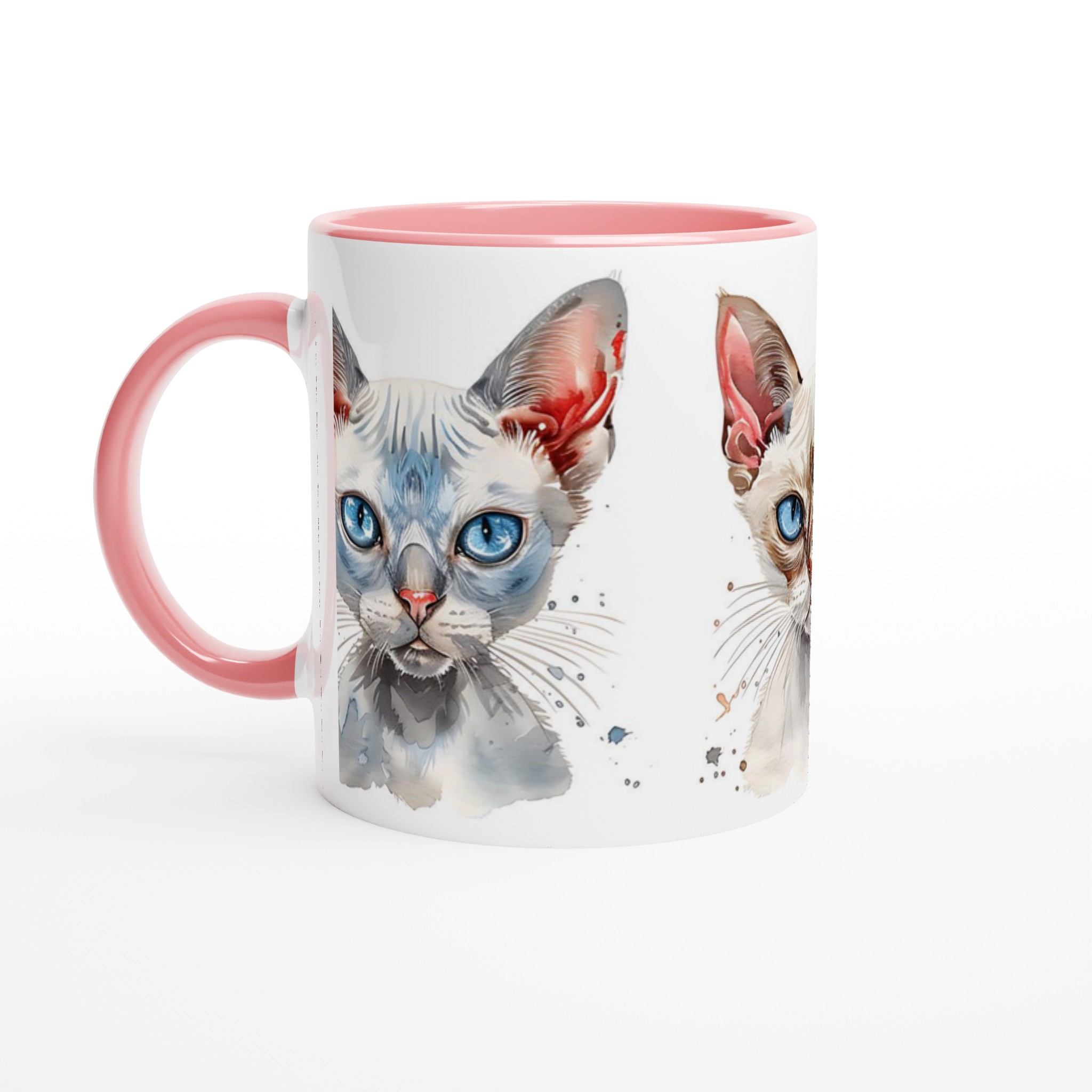 Sphynx katt vattenfärg design keramisk mugg – Välj din favoritfärg, 11 oz 6 519190e6-b36e-4d5c-b461-baab485443b0