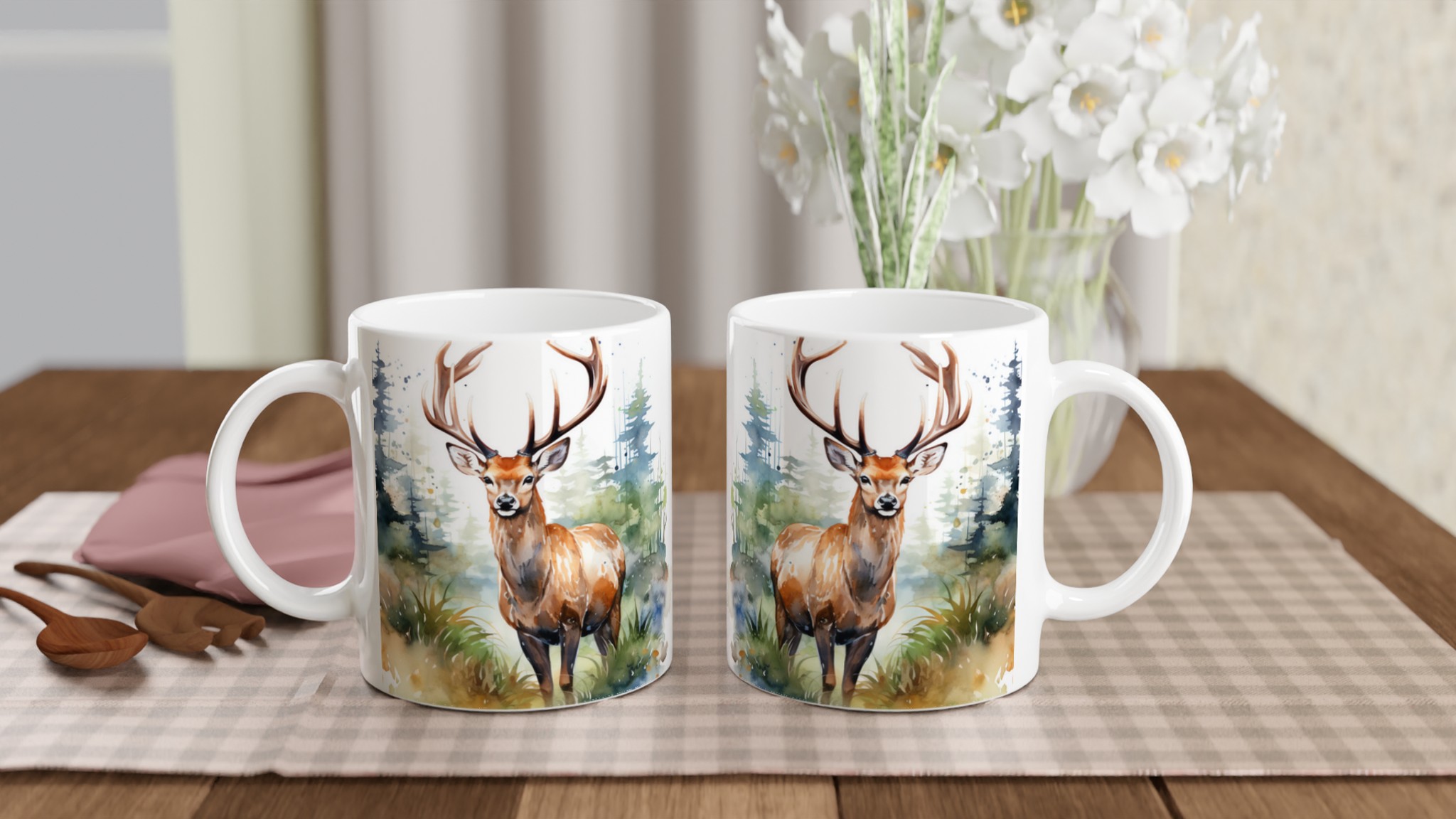 Majestätisk Hjort i Akvarell – 11oz Keramisk Mugg för Naturälskare i Valfri Färg 10 51e405f1-ba52-4464-a9e2-e3cf2f1ce937
