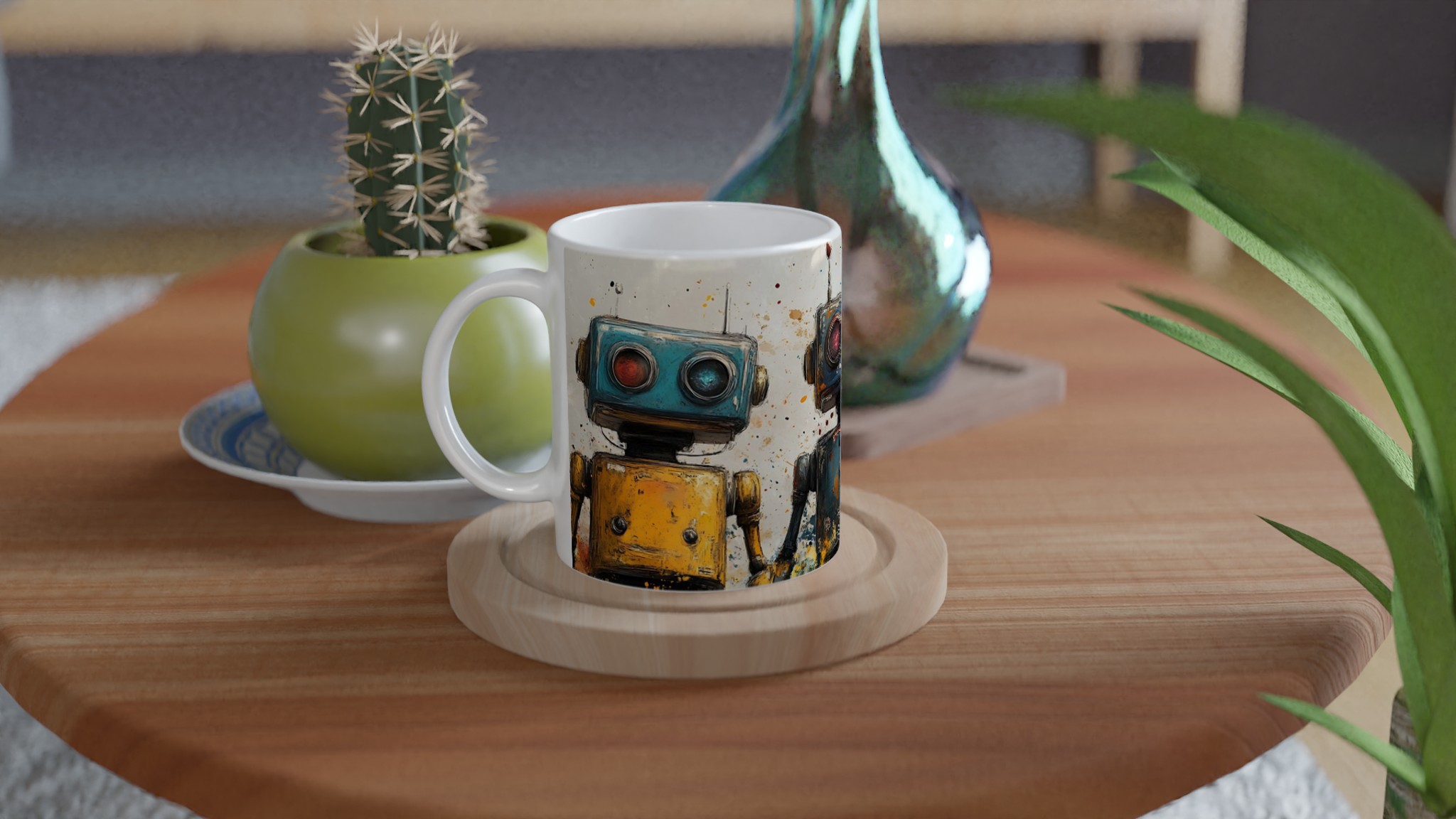 Retro Robot Art 11oz Keramikmugg – Välj din färg och ge liv åt din kaffestund! 9 52044565-508b-4cd6-b76c-4fbff3aa063f