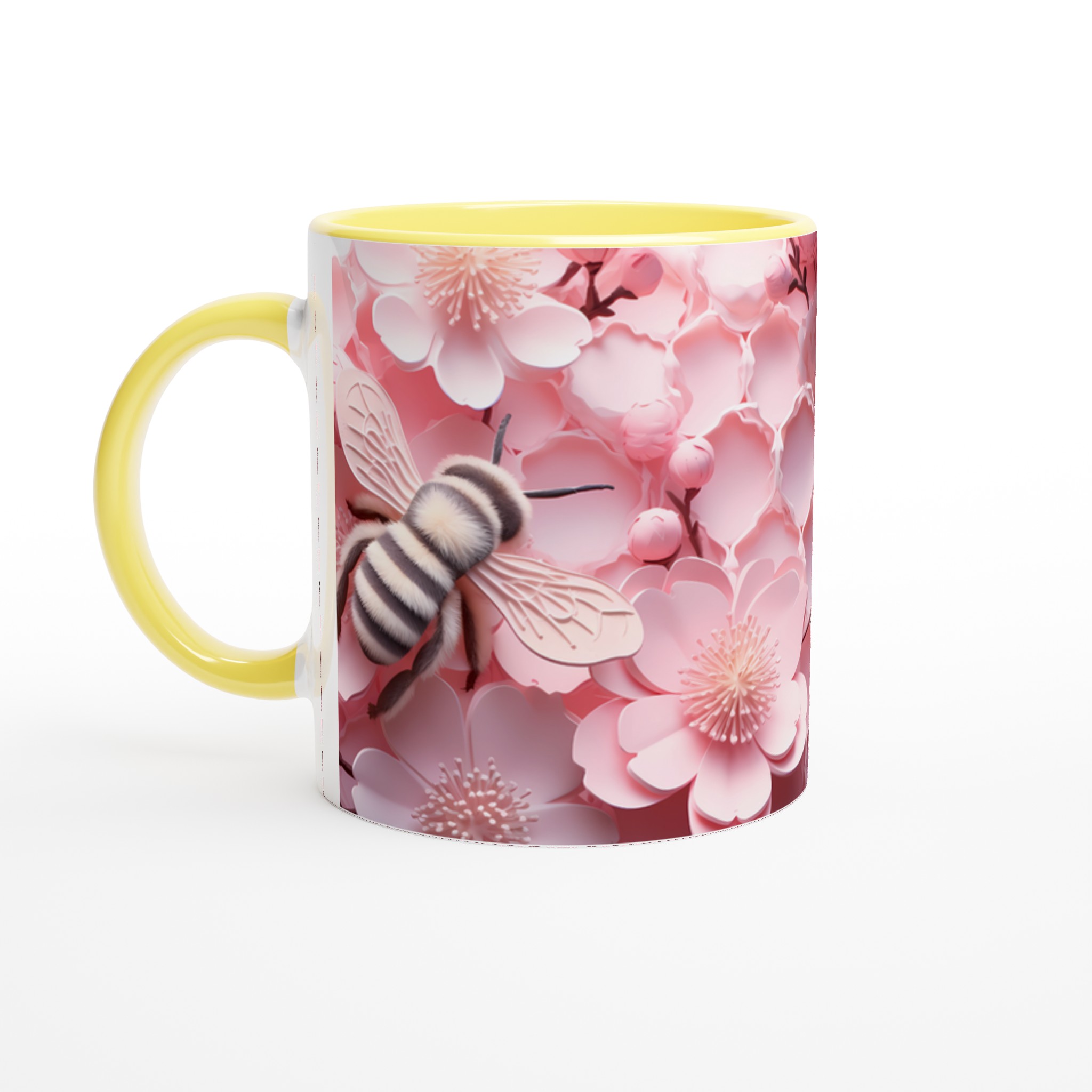 Pastellrosa Blomstermugg med Bin – 11 oz Keramikmugg för Vårkänslor & Naturnära Charm 5 52292a95-c4f7-4d4e-853d-69085eb97566