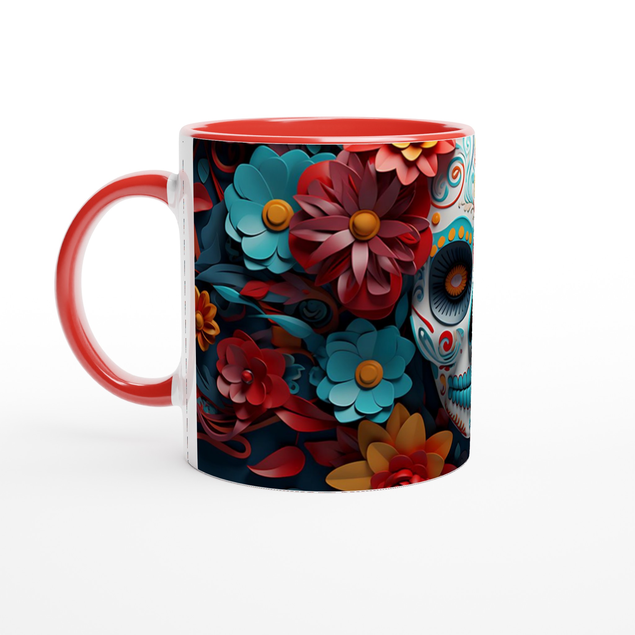 Färgsprakande Sugar Skull Keramikmugg – Perfekt för Día de los Muertos & Festliga Stunder, Välj din färg! 2 5249353e-a5dd-477e-8a18-459a244e050d