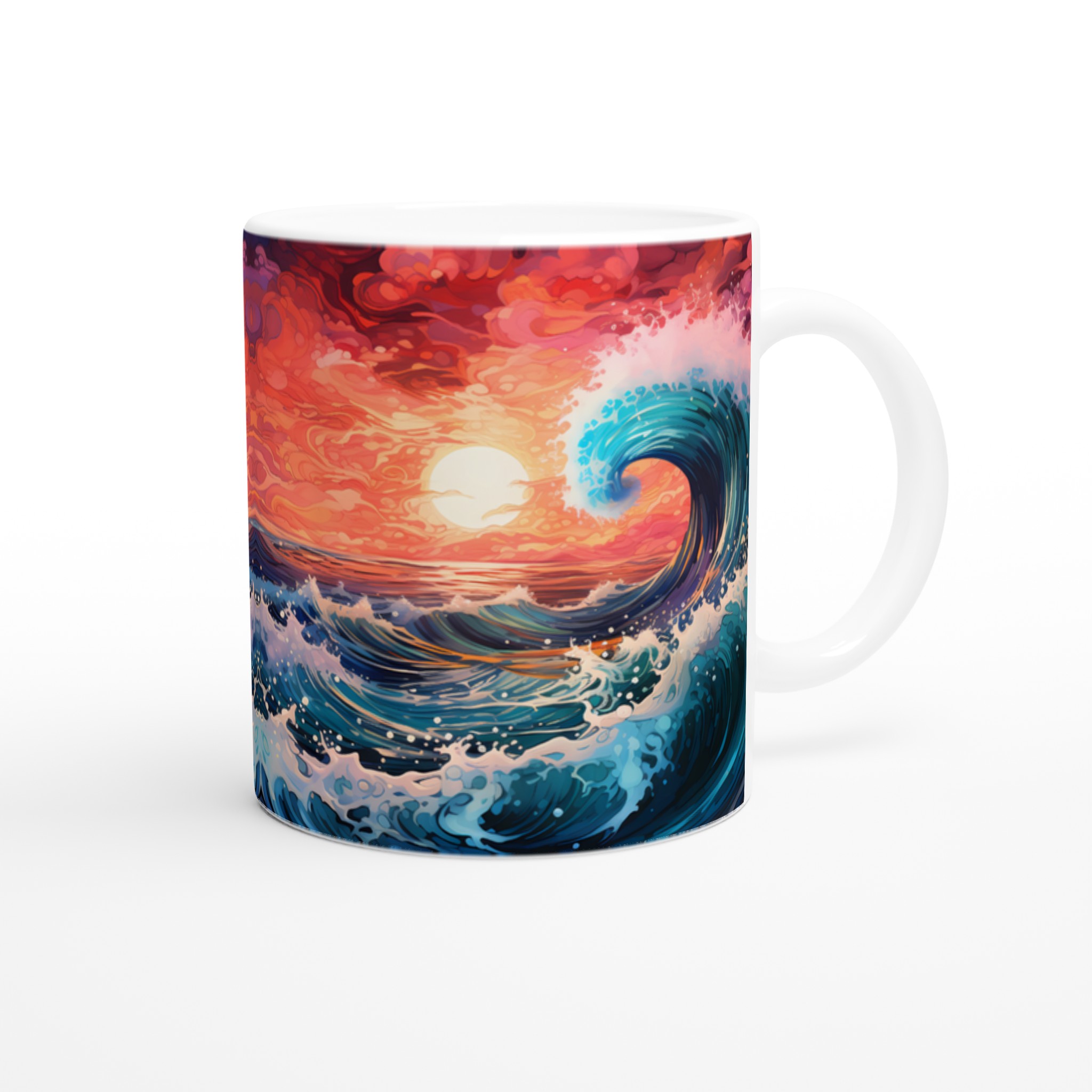 Oceaniska Drömmar Keramikmugg - Livliga Vågor & Solnedgång i Akvarellstil, 11oz 9 52998b72-de33-4e85-b30c-1b2821fffce7