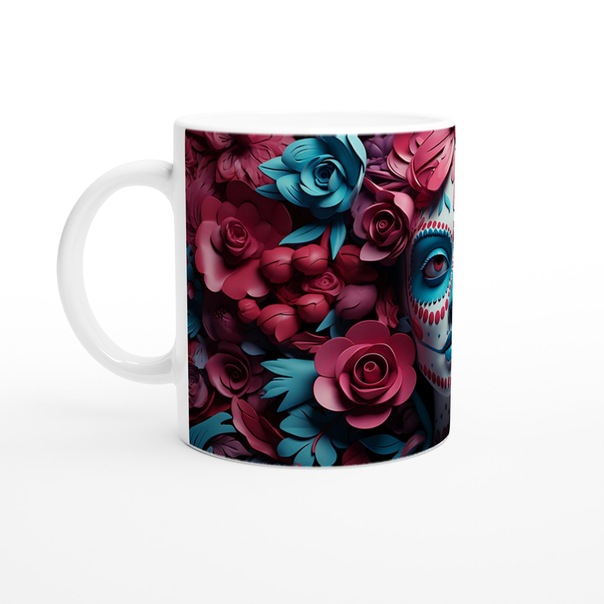 Sugar Skull Blommig 11oz Keramisk Mugg - Din unika Día de Muertos-inspirerade kaffestund i 7 färger! 1 52f4c403-63eb-48e2-aaf6-0d9a0c64d946