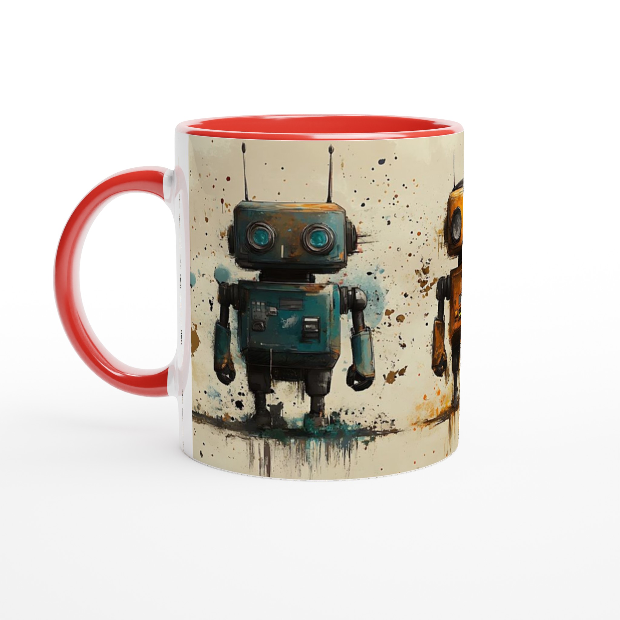 Retro Robot Art Mugg – Kreativ Splash Design Keramikmugg i 7 Färgval 5 53218917-1572-4a31-86e2-ba554372174c