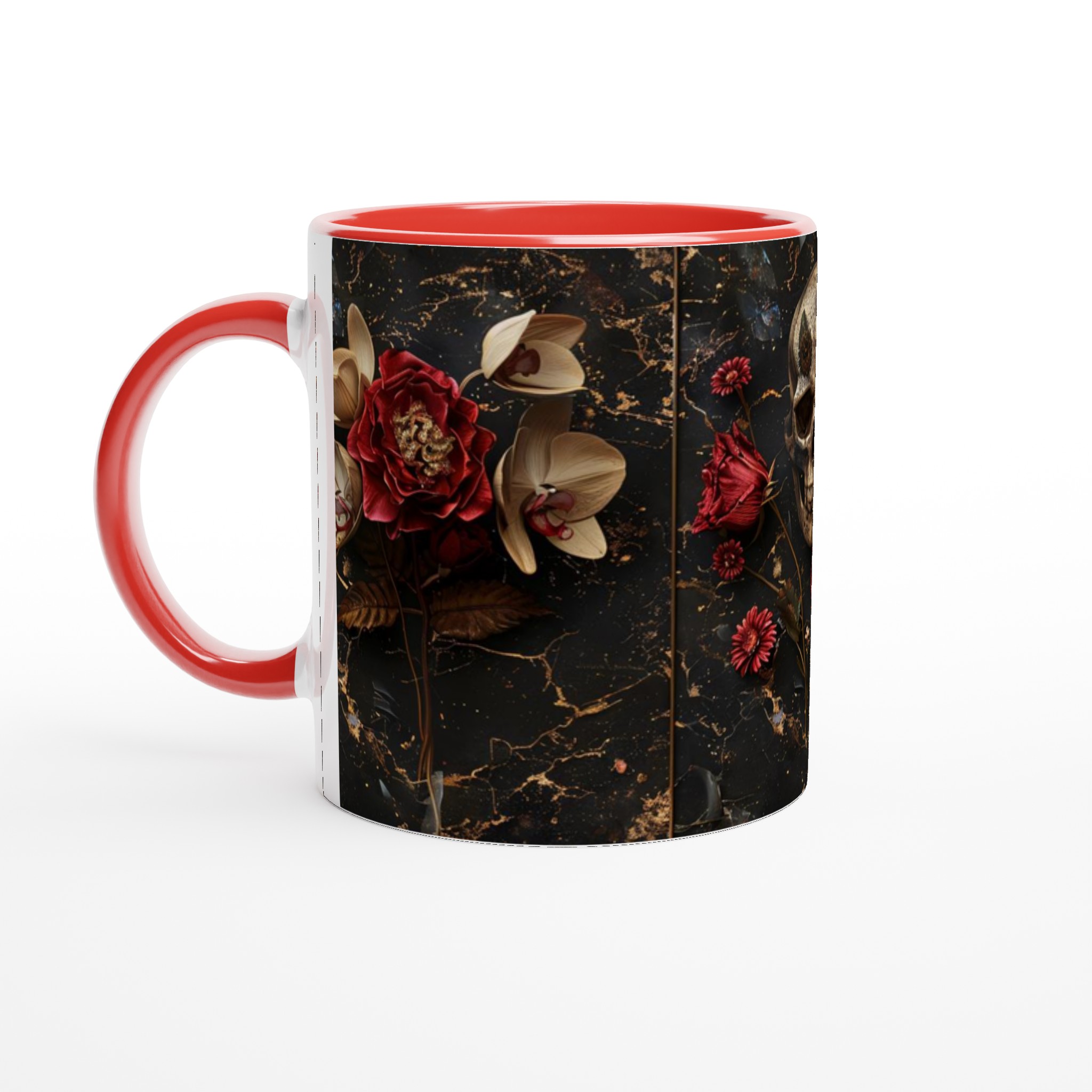 Mystisk Mörk Elegans 11oz Keramisk Mugg – Dödskalle, Blommor & Guldaccenter i Välj Din Färg 2 539f01ac-d6d9-4651-8a94-f3e985dddf7f