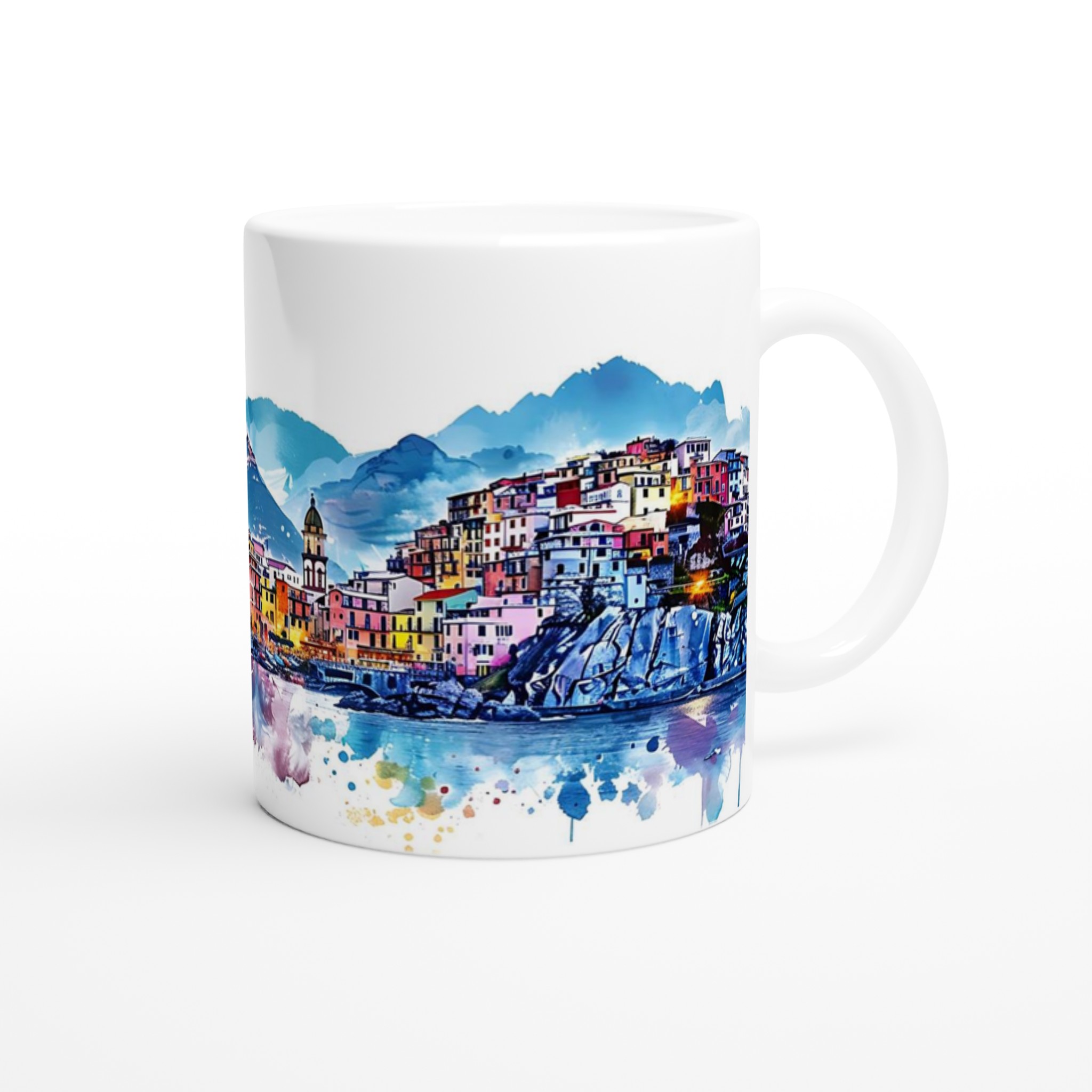Italiensk Kustby Akvarell Mugg - Färgstark Keramikmugg, 11oz 9 53e1c1c9-5bd1-49c3-b570-ec6cc64af372