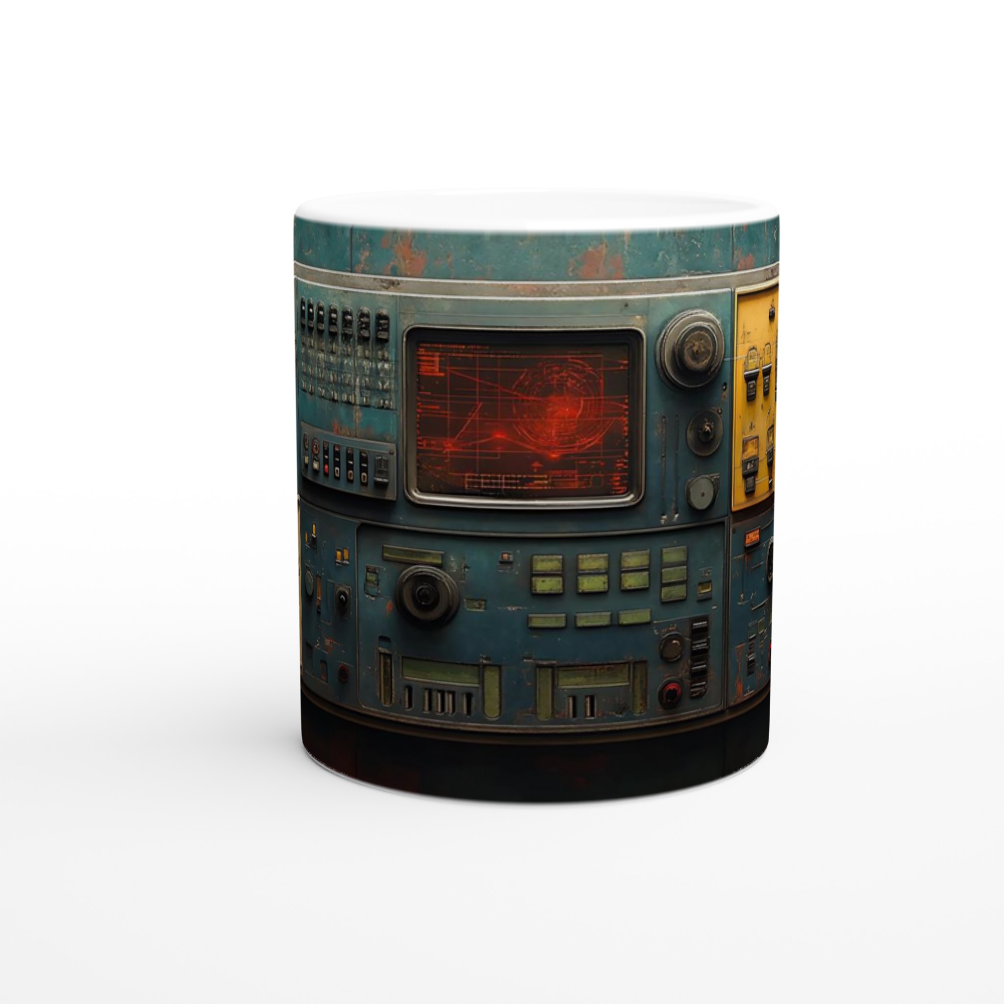 Retro Futurism Kontrollpanel Keramisk Mugg - Vintage Sci-Fi Design i 7 Färger 8 5588ebc7-9261-4d71-8e89-ee9ab179b5b4