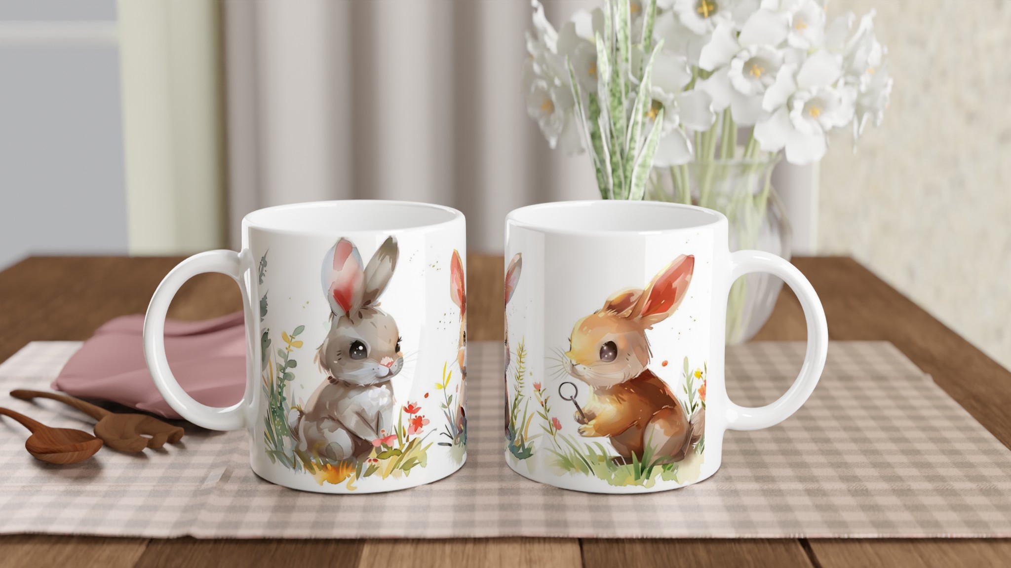 Söta Akvarellkaniner Mugg – Charmig 11oz Keramisk Mugg för Kaffe & Te 10 55e15a27-7310-46b0-aca7-538a14fa8dd9