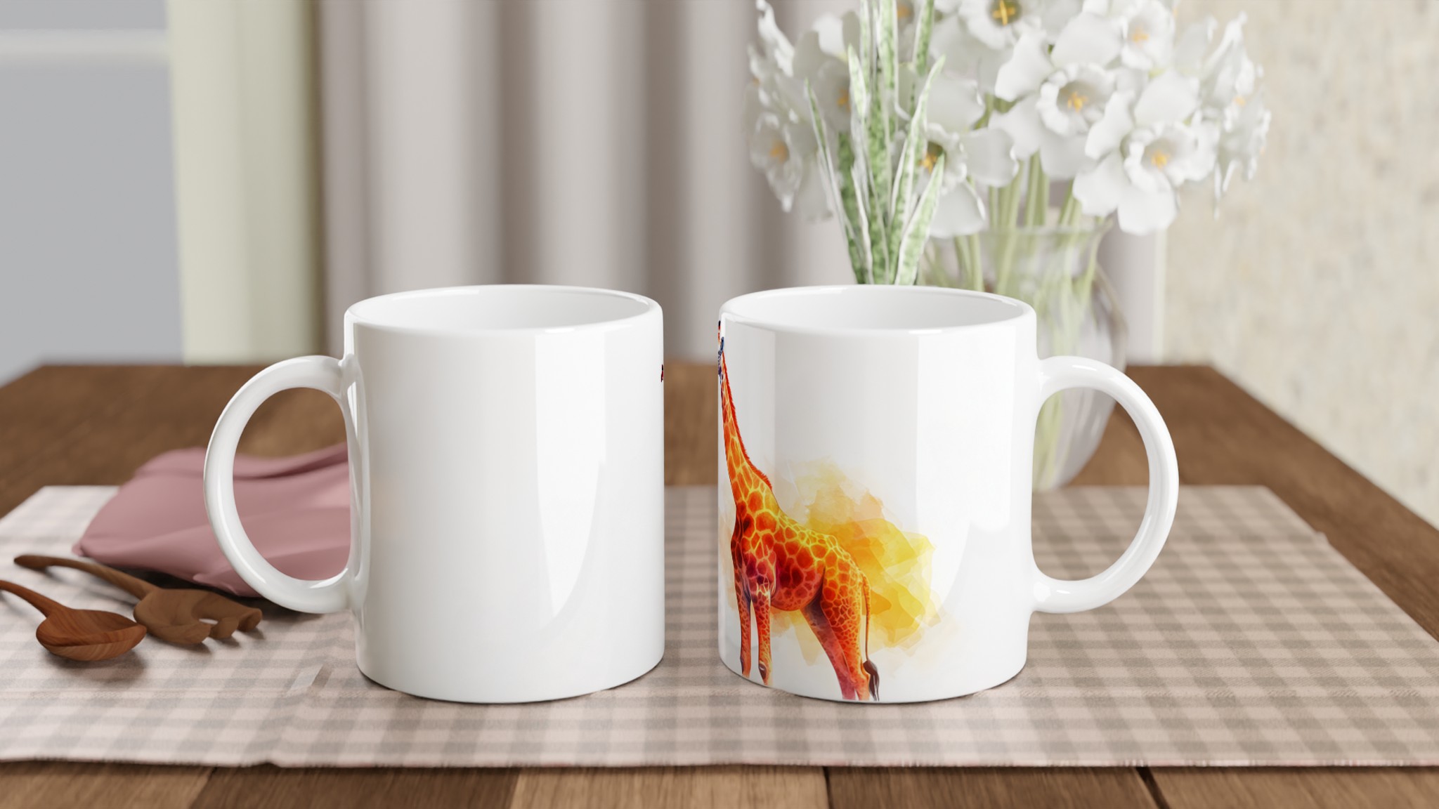 Akvarell Giraff Kaffemugg - Levande Konstnärlig Keramisk Mugg i Valfri Färg 10 55fcf564-1011-41d2-a458-a5b219f23e5c