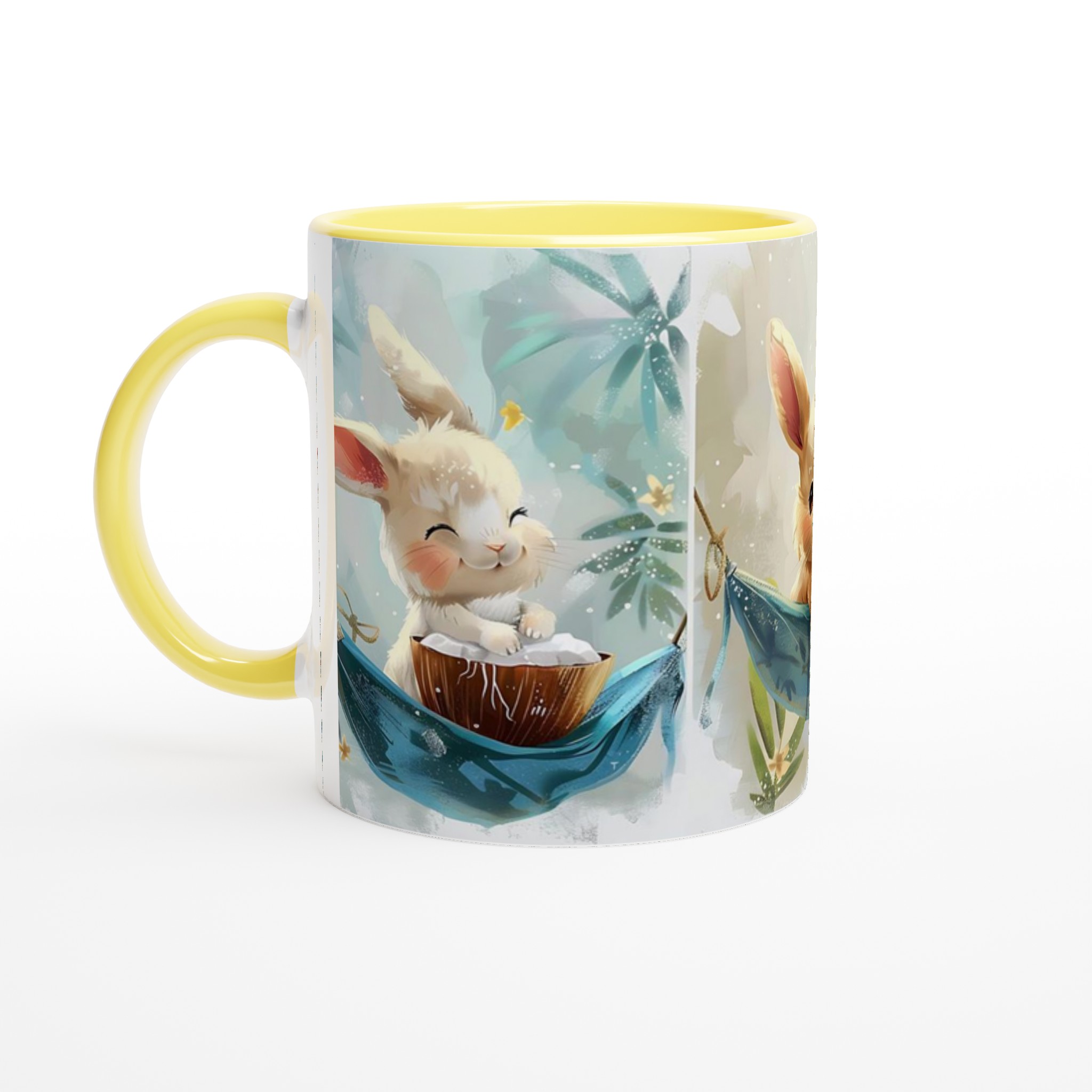 Söta Tropiska Kaniner Mugg – 11oz Keramisk Kaffekopp för Lekfulla Stunder, Välj bland 7 Färger! 5 5623151f-71b4-4937-b4fd-9f8bac477bc6