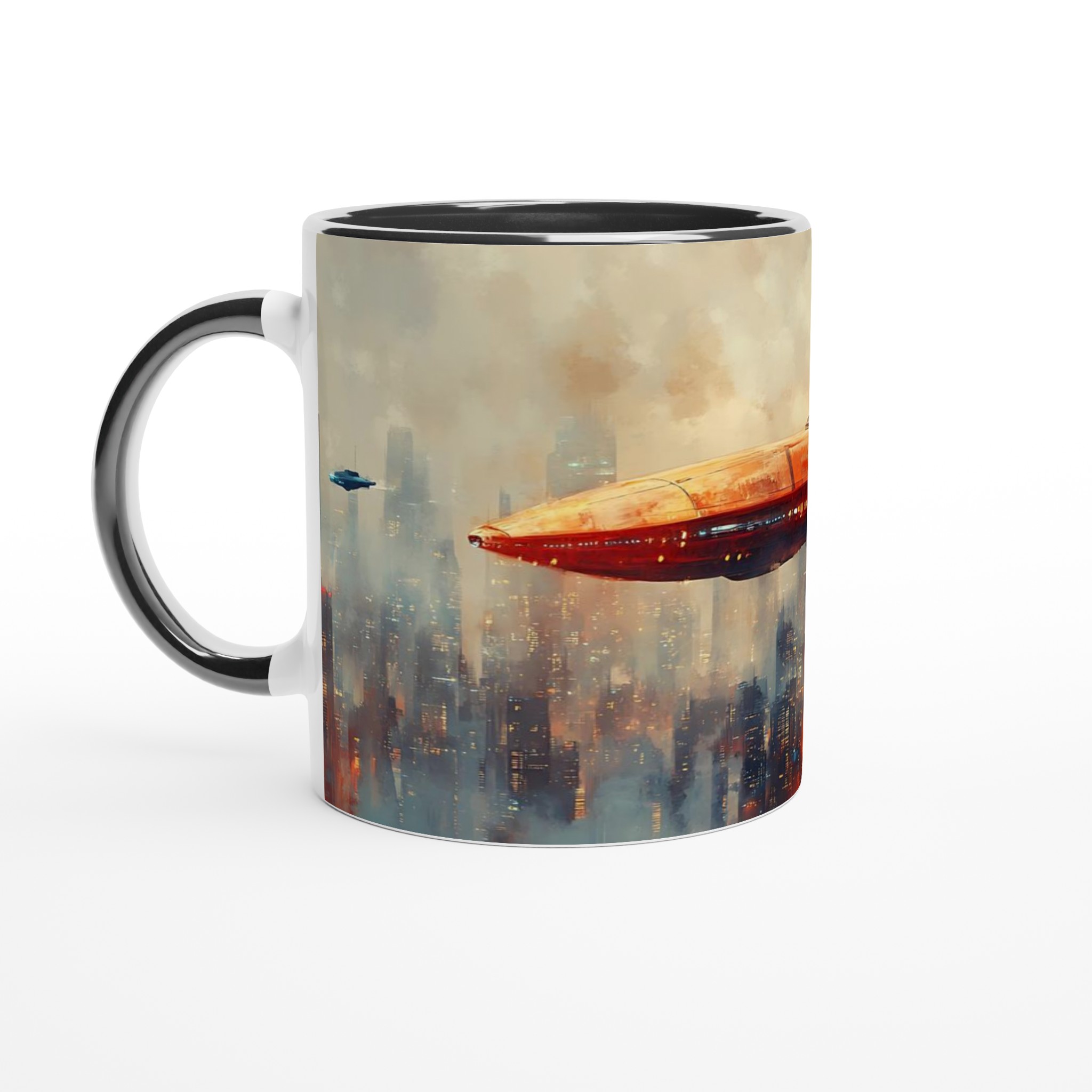 Futuristisk Stad Mugg - Sci-Fi Flygande Farkoster & Stadsbild Konst på 11oz Keramik 4 5630b221-7854-4682-8bc2-a11eacdd3008