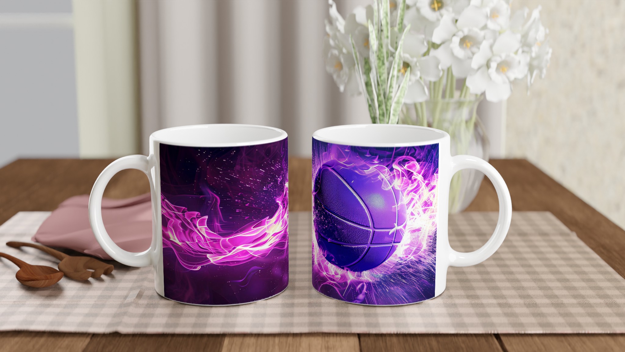 Kosmisk Basketmugg – 11oz Keramikmugg med Elektrifierande Lila Design – Välj din Favoritfärg! 10 5663c102-da84-41b6-b42c-9d3393764770