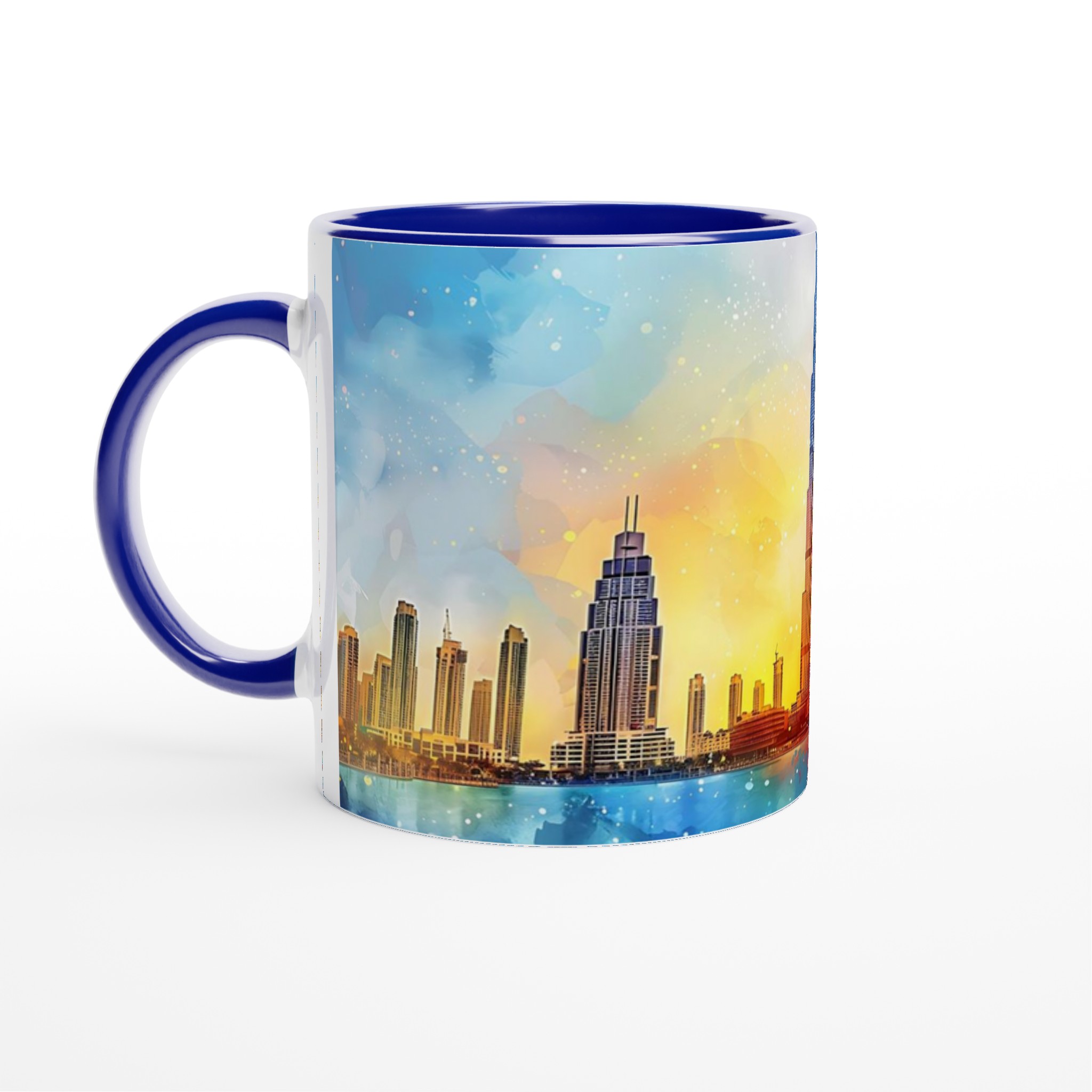 Dubai Skyline Watercolor Mugg – Färgstark Keramikmugg 11oz 4 5665fa53-b6b1-437e-b7bf-d7cfc9f1486a