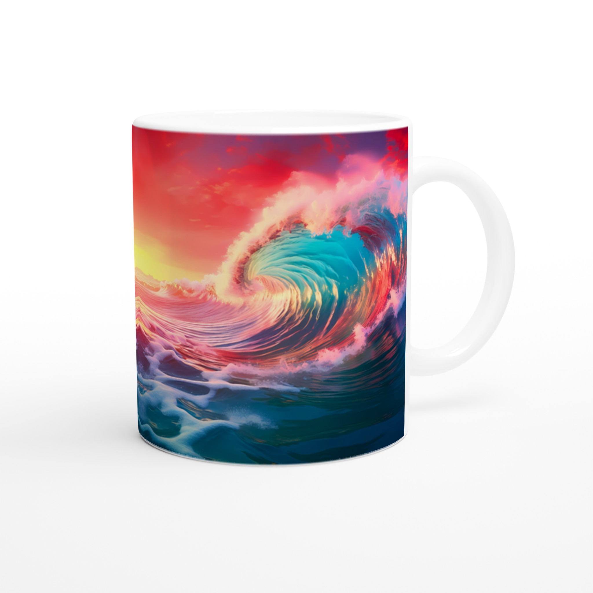 Oceanisk Färgexplosion – 11oz Keramisk Mugg med Vibrerande Vågmönster 8 567e5641-068e-4ae7-86cf-73631ff994ae