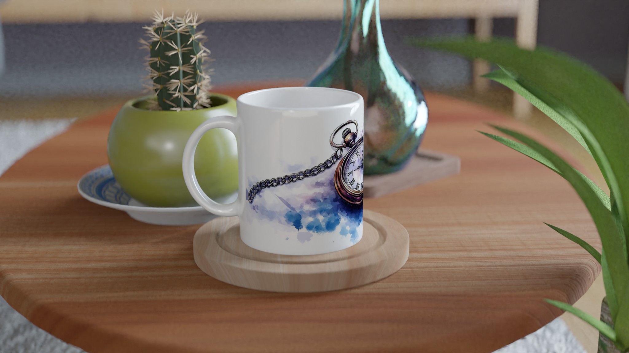 Tidlös Elegans: Vintagemugg med Fickur och Akvarellfärger – 11oz Keramisk Mugg i Valfri Färg 9 5696eab4-14a0-45fe-b6dd-d6681a47c90c